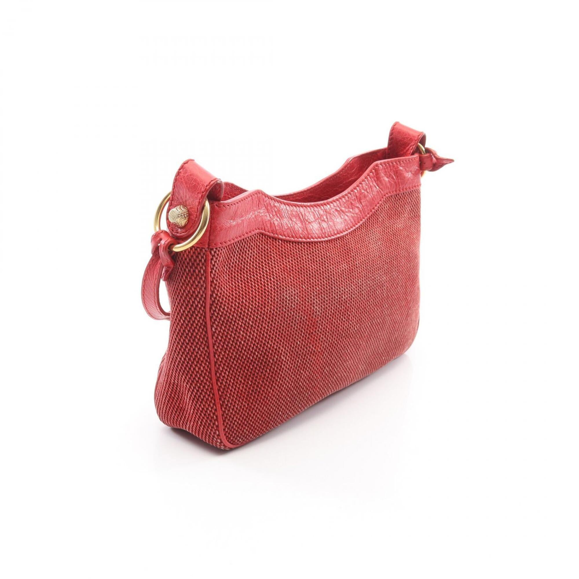 Balenciaga Red Color Canvas Leather Handbag Shoulder Bag (Pre-Owned)