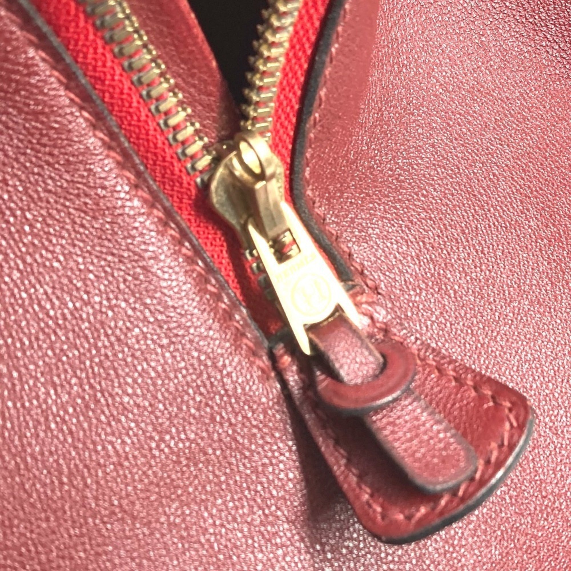 Hermes Red Color Felt Leather Boston Bag (Pre-Owned)