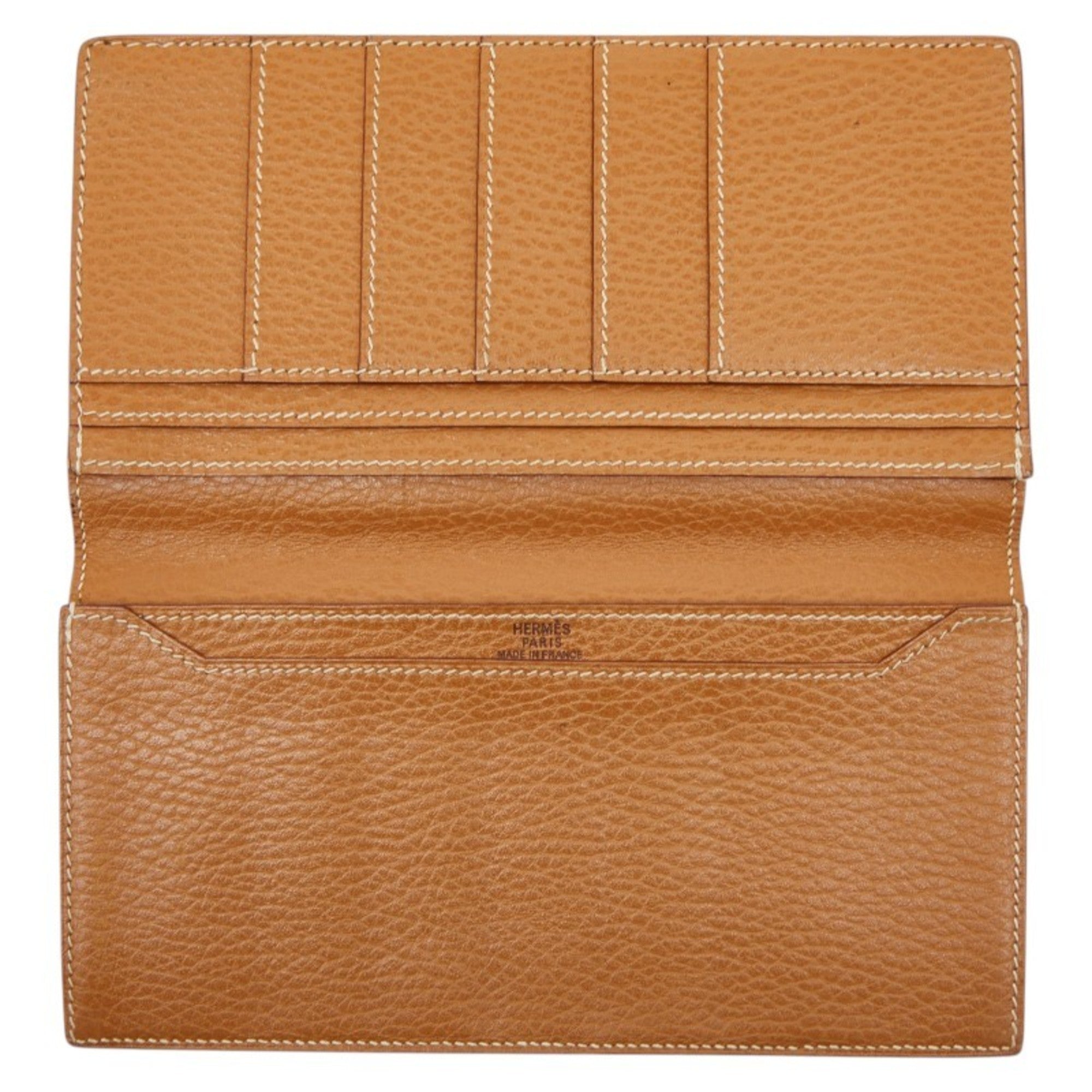 Hermes Mc2 Brown Taurillon Clemence Leather Long Wallet (Bi-Fold) (Pre-Owned)