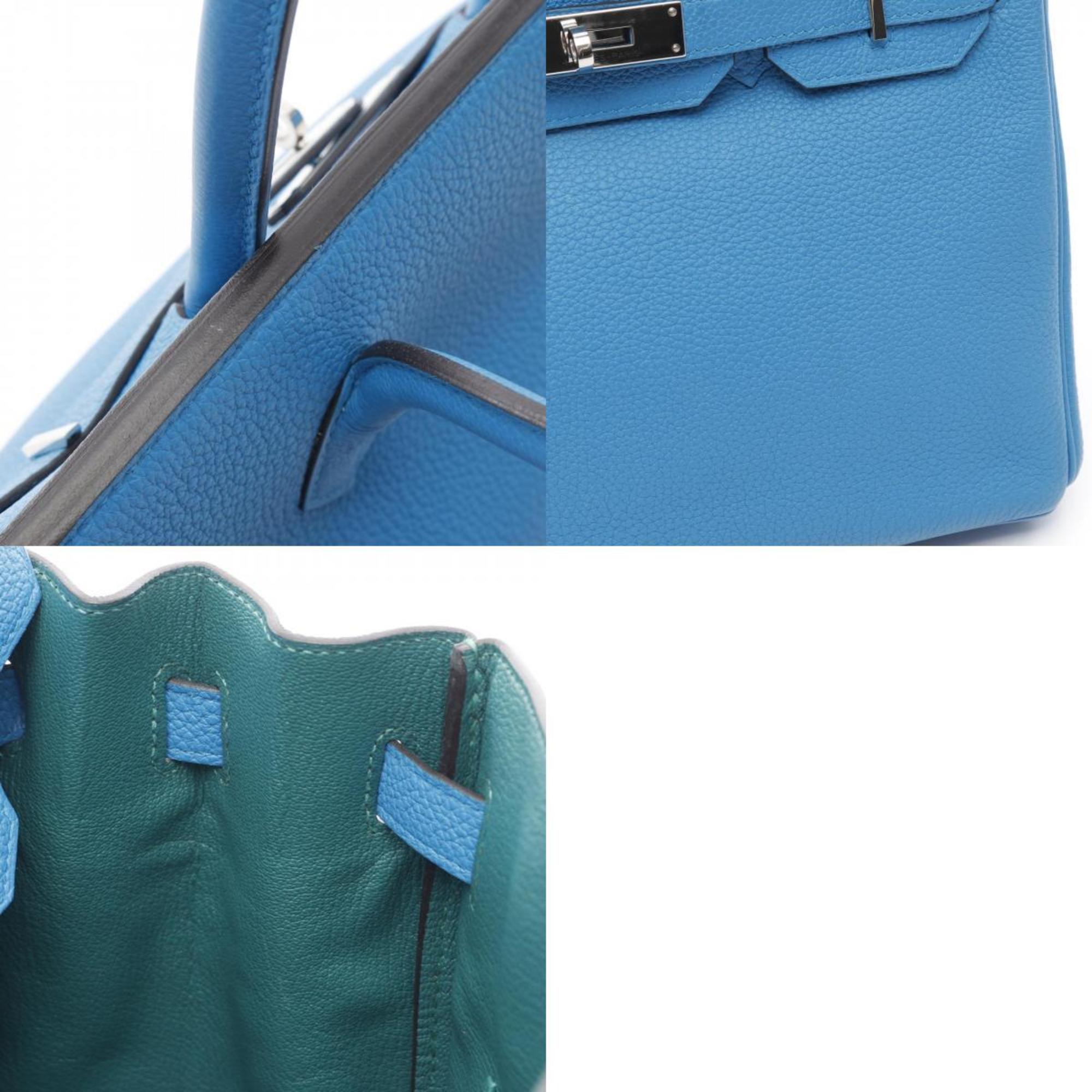 Hermes Birkin Blue Green Togo Leather Leather Handbag (Pre-Owned)