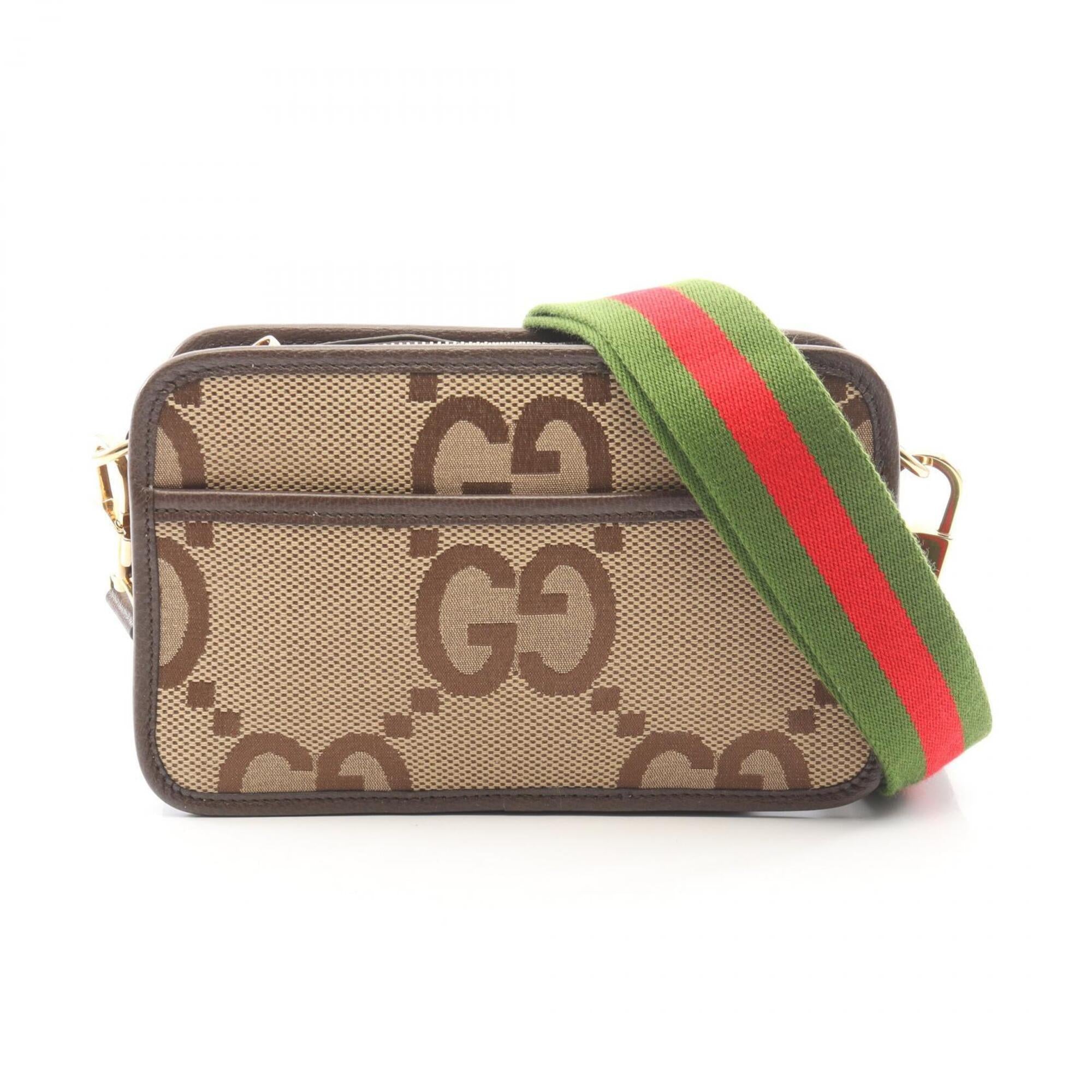 Gucci Beige Brown Coated Canvas Leather Shoulder Bag (Pre-Owned)