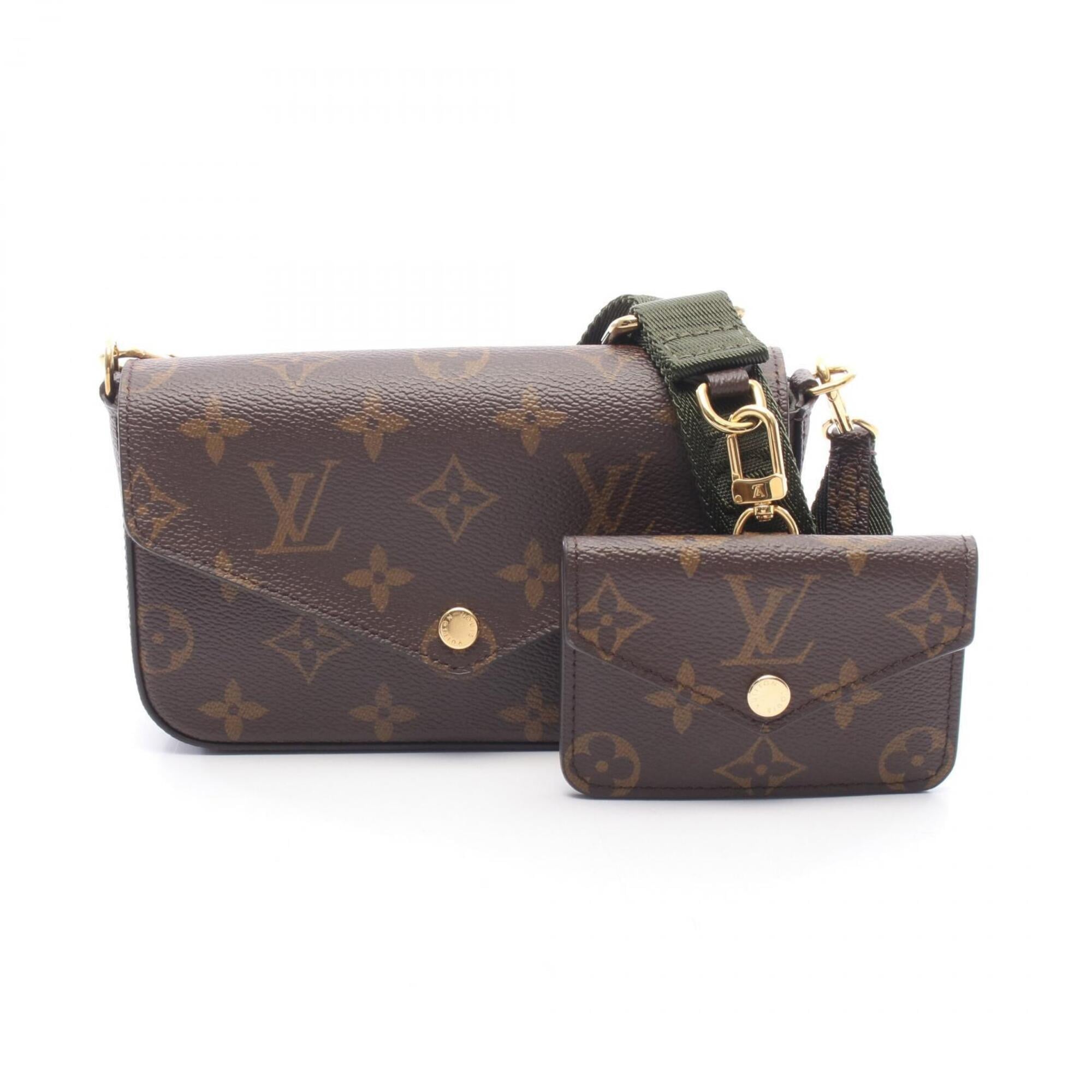 Louis Vuitton Brown Green Monogram Coated Canvas Handbag Pochette Shoulder Bag (Pre-Owned)
