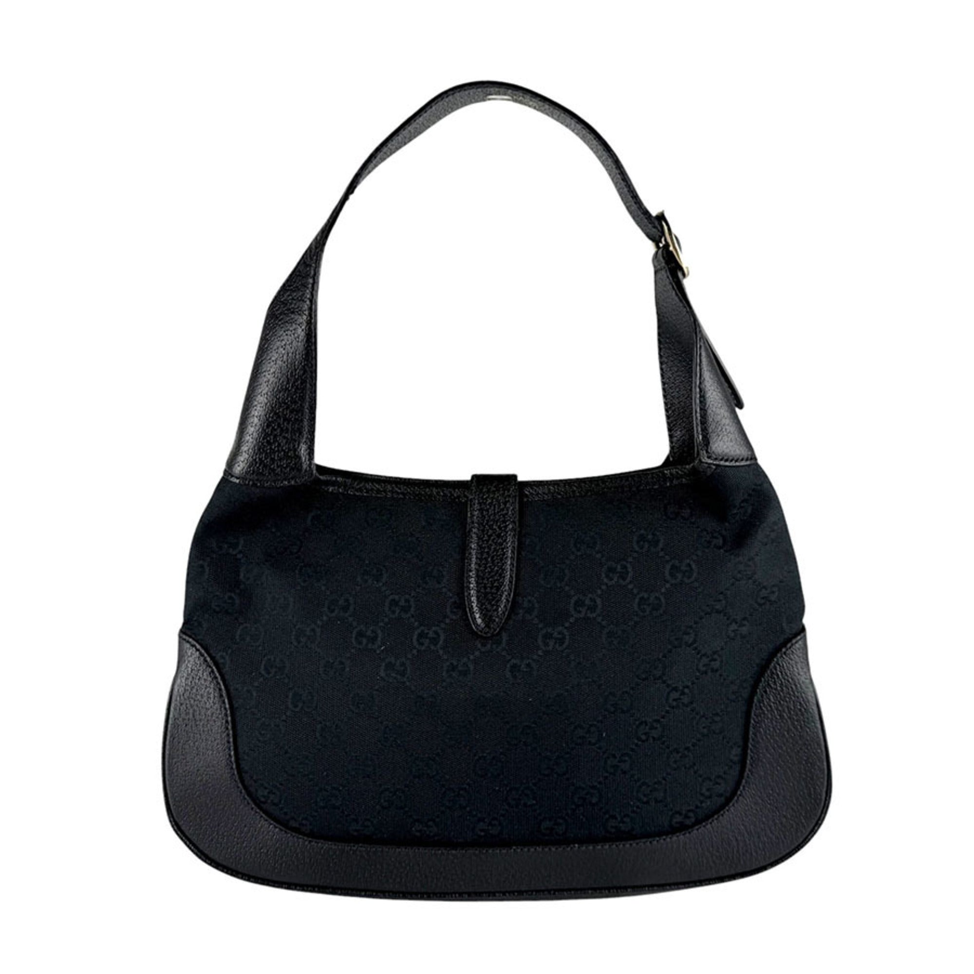 Gucci Black Gg Canvas Leather Handbag (Pre-Owned)