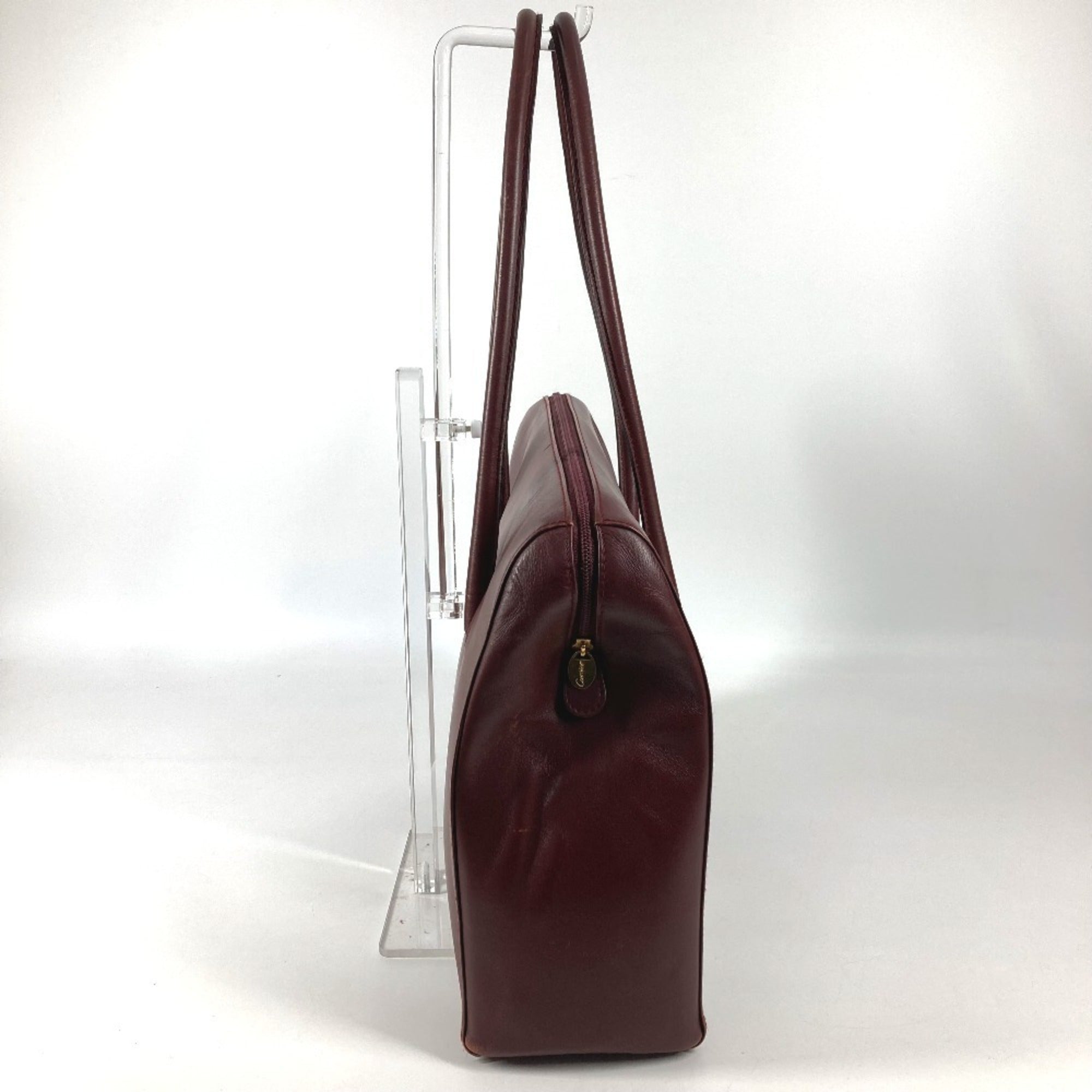 Cartier Must Wine Red Leather Shoulder Bag Tote Bag (Pre-Owned)