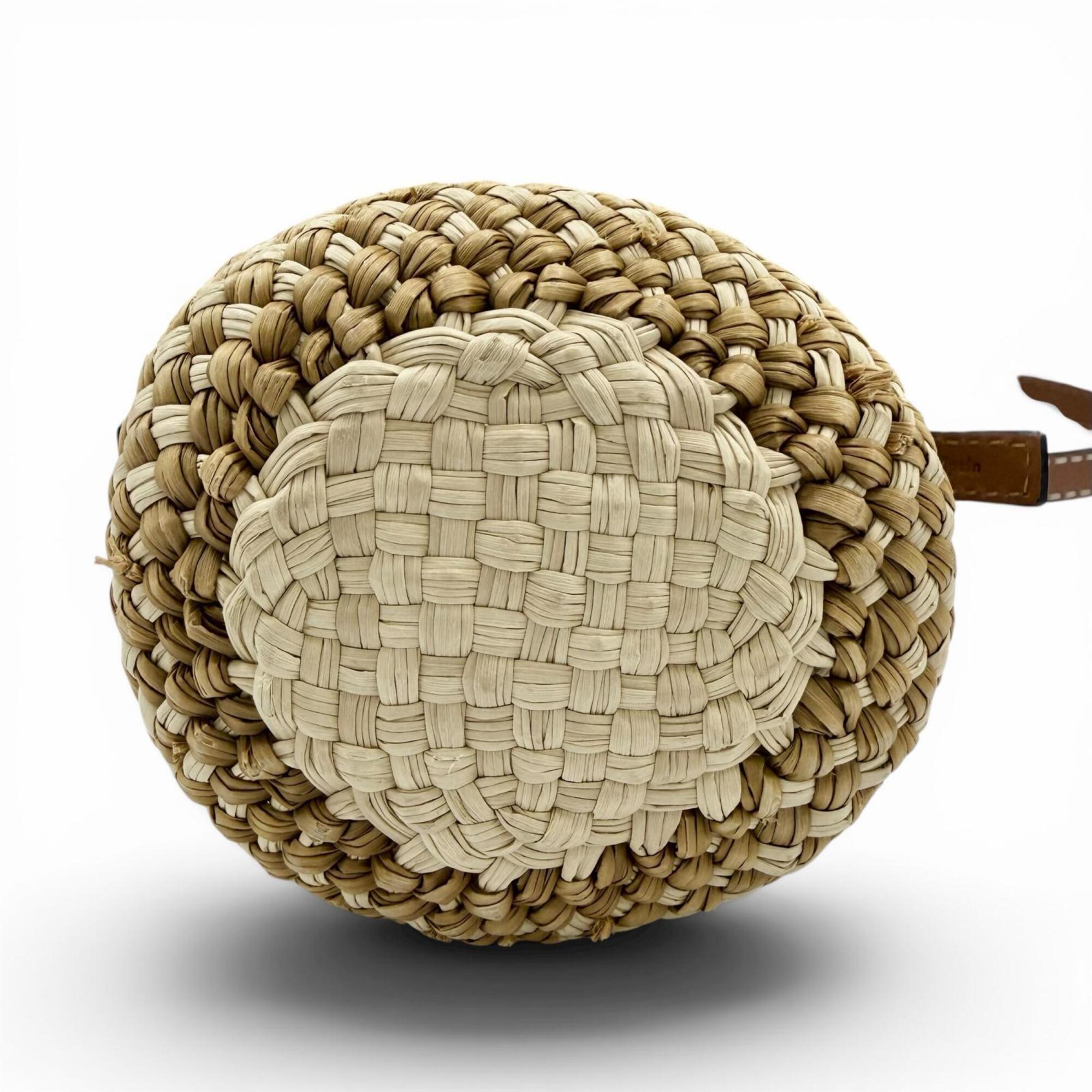 Loewe Beige Brown Raffia Leather Shoulder Bag (Pre-Owned)