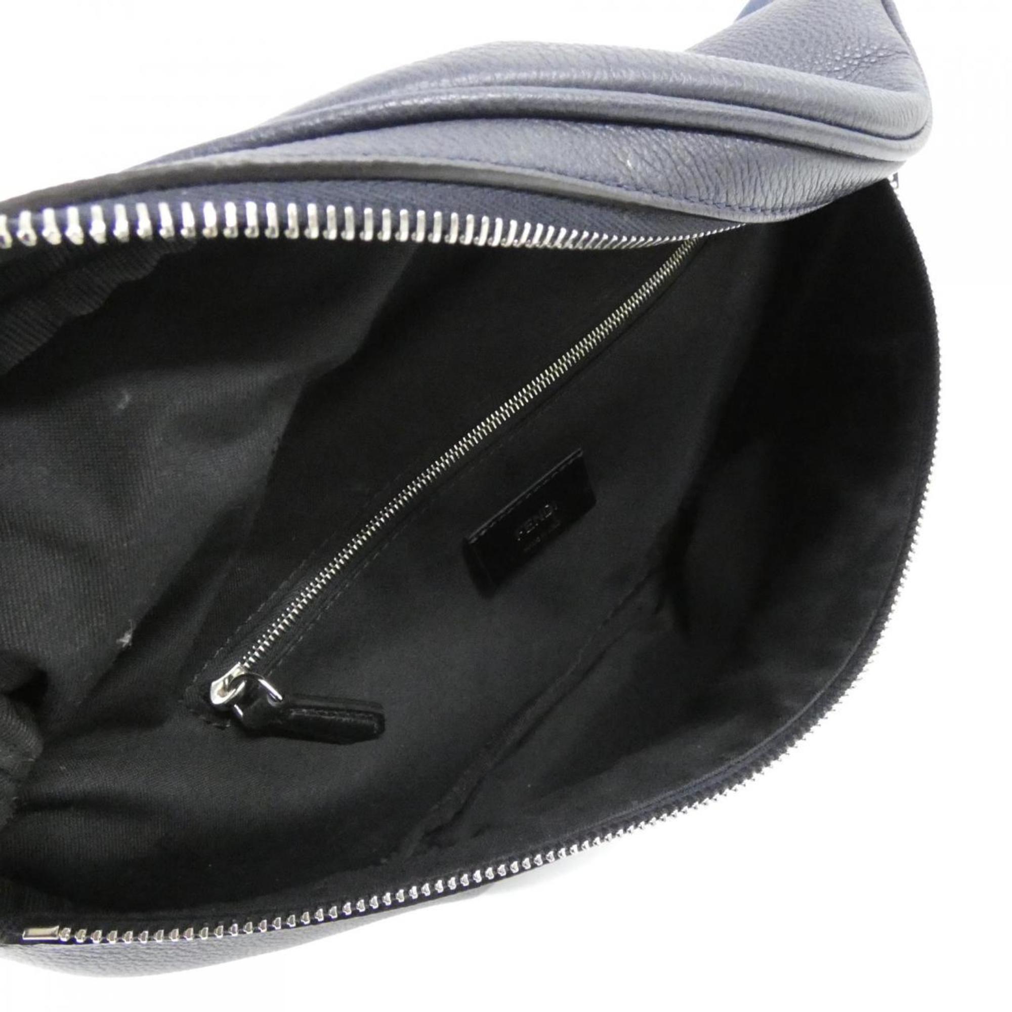 Fendi Dark Blue Leather Shoulder Bag (Pre-Owned)