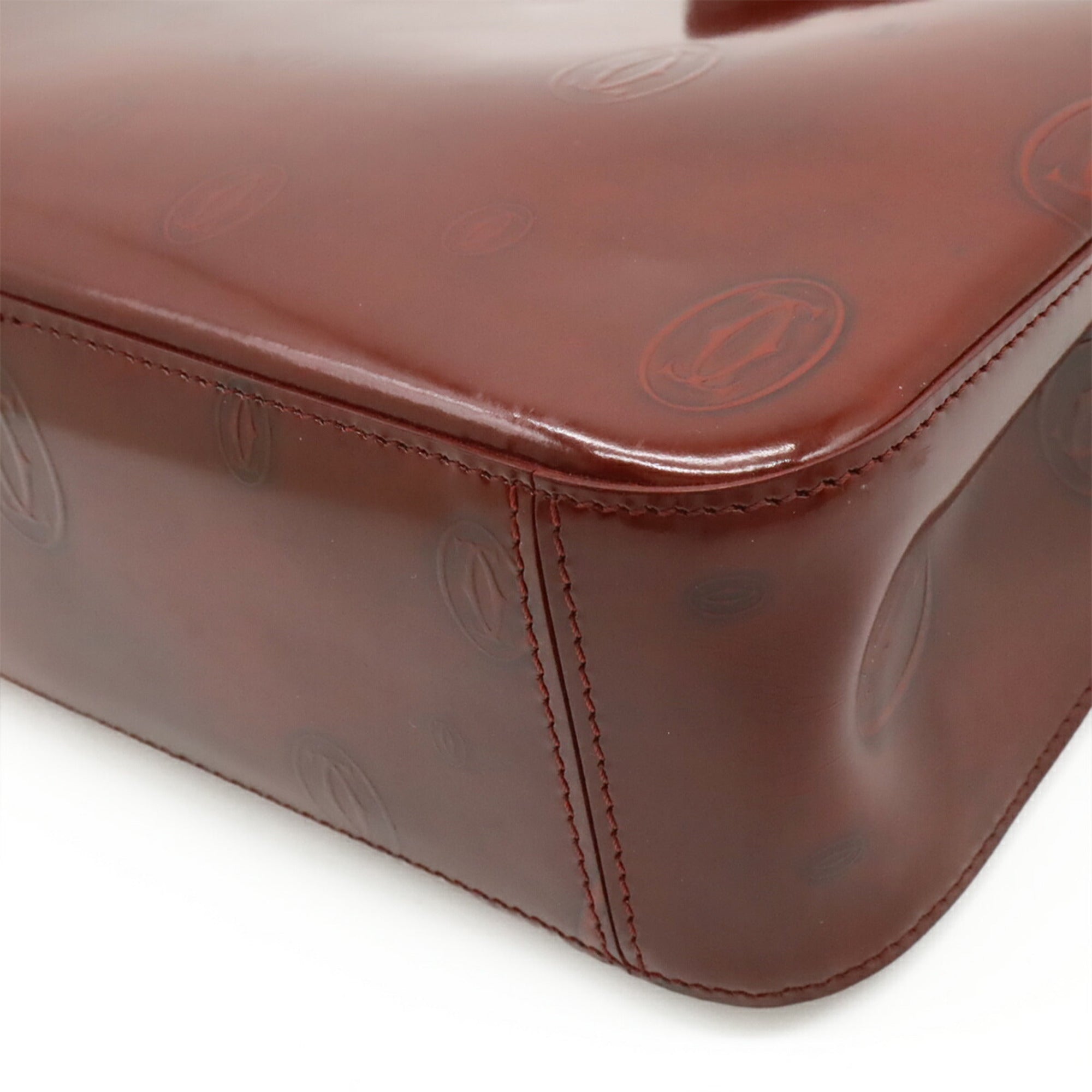 Cartier Happy Birthday Bordeaux Leather Handbag Tote Bag (Pre-Owned)