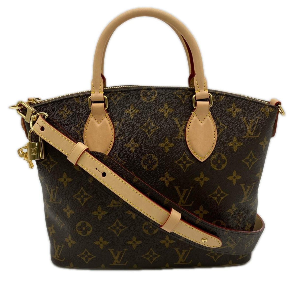 Louis Vuitton Monogram Beige Brown Coated Canvas Leather Handbag (Pre-Owned)
