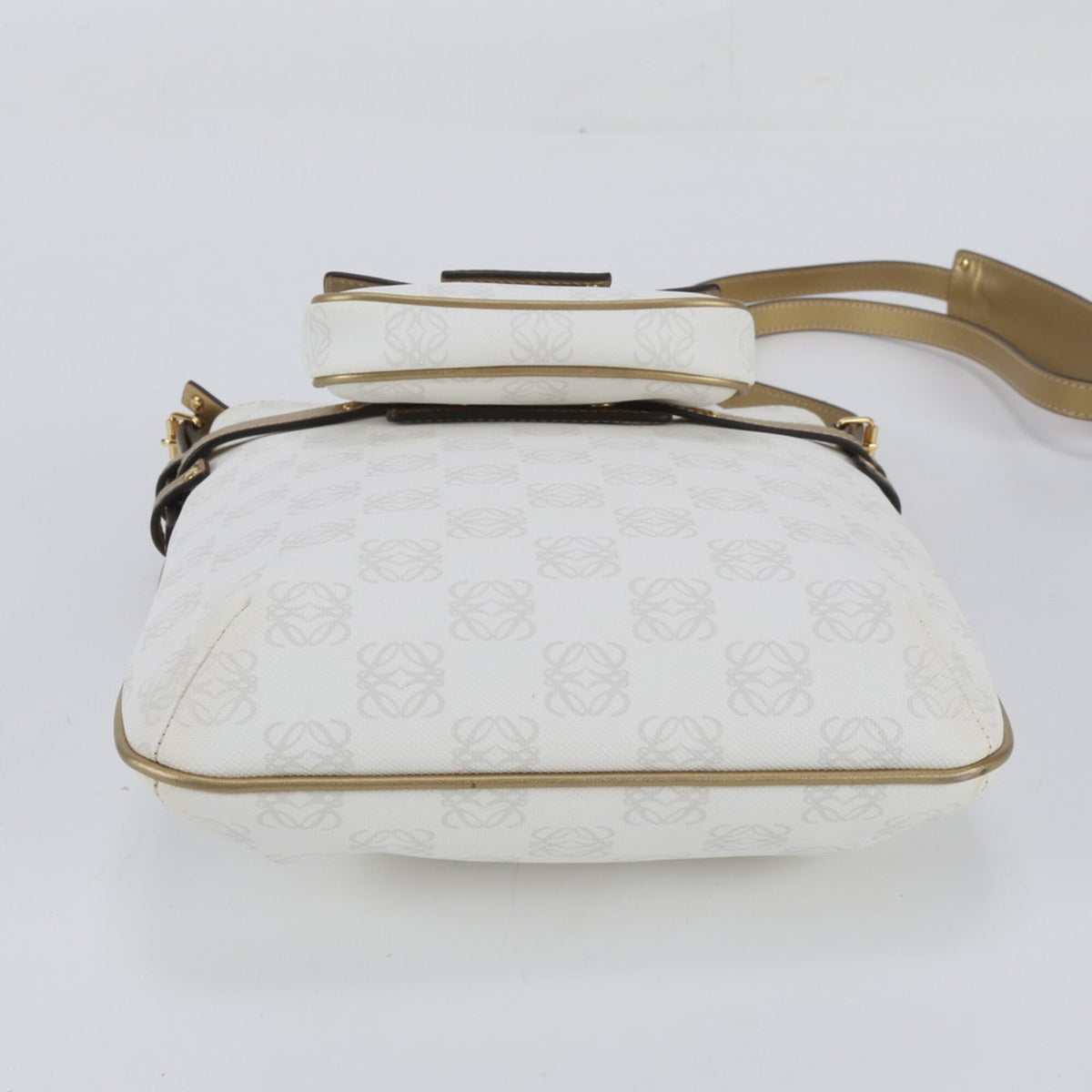 Loewe White Leather Coated Canvas Handbag Shoulder Bag Tote Bag (Pre-Owned)