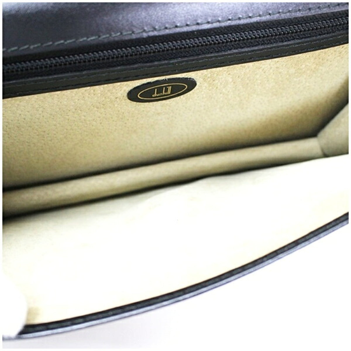 Dunhill Beige Black Leather Clutch Bag (Pre-Owned)