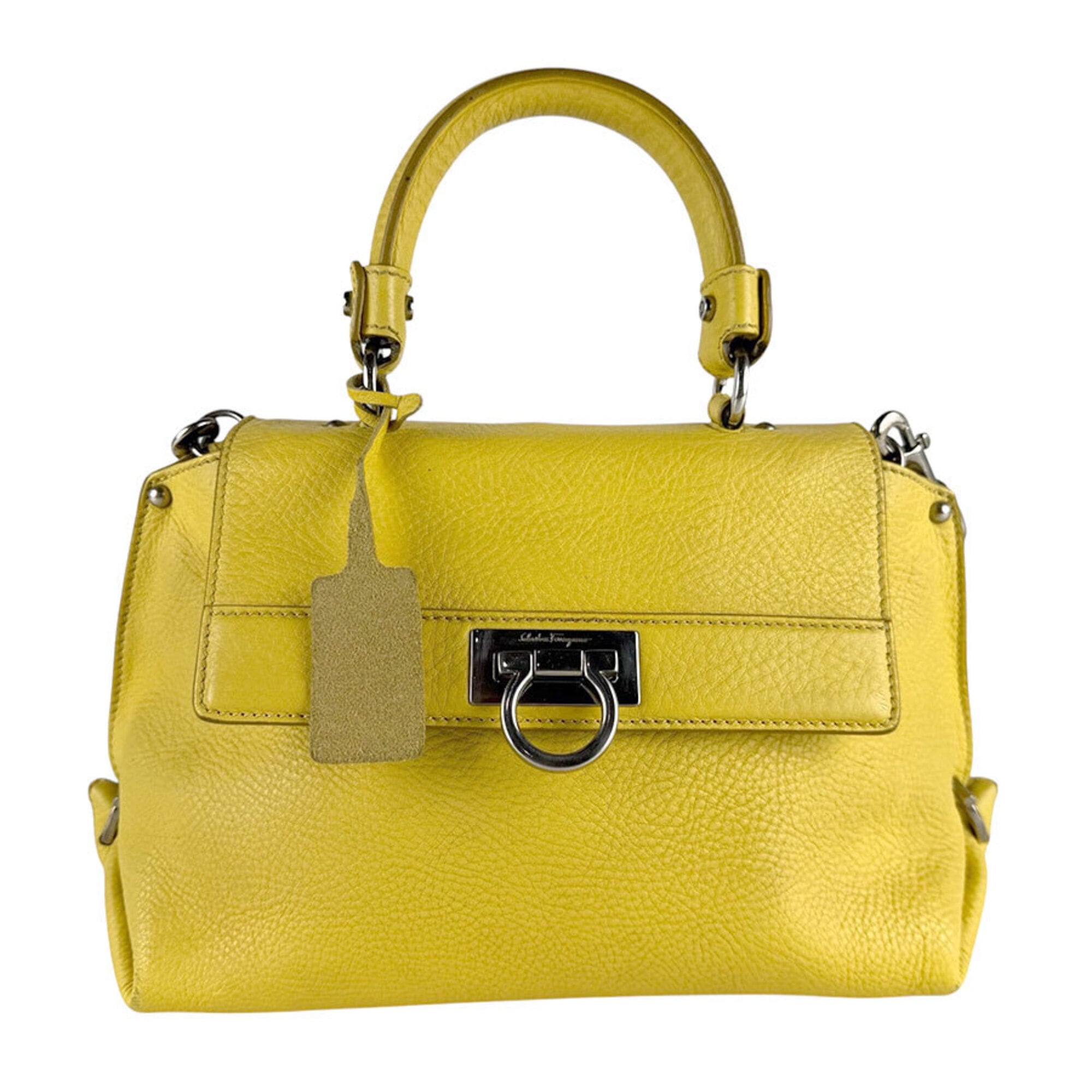 Salvatore Ferragamo Yellow Leather Handbag Shoulder Bag (Pre-Owned)
