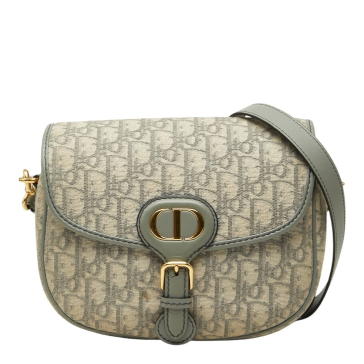 Christian Dior Gold Gray Canvas Leather Shoulder Bag (Pre-Owned)