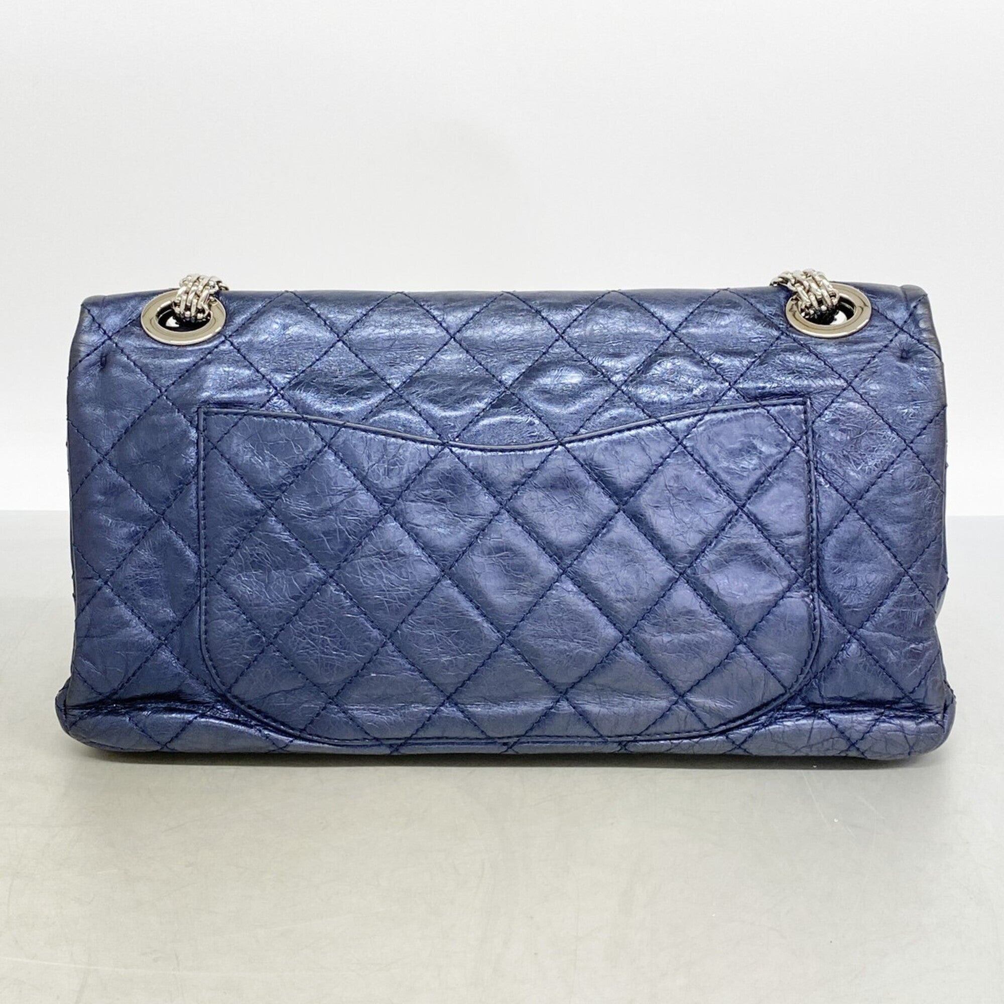 Chanel Metallic Navy Leather Shoulder Bag (Pre-Owned)