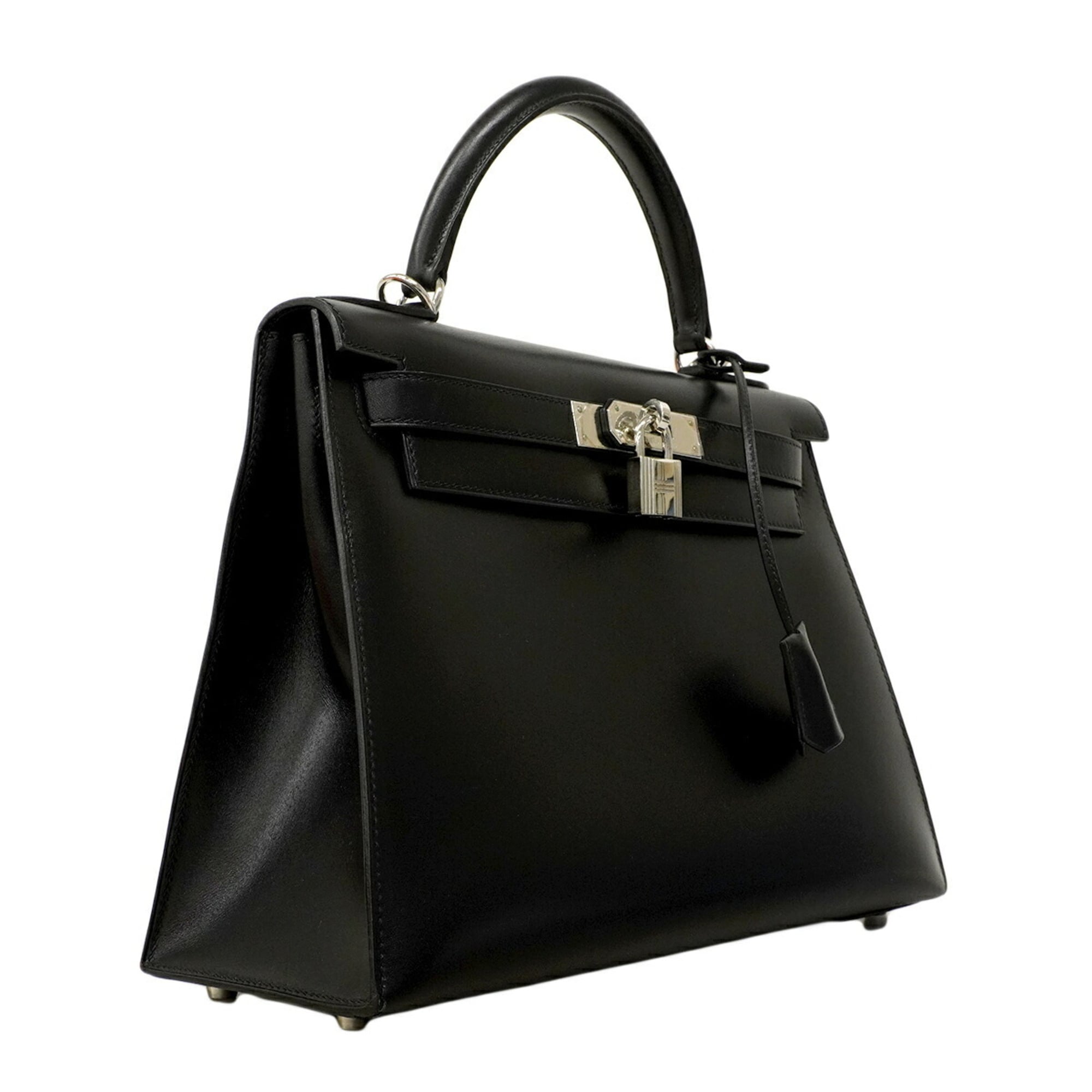 Hermes Black Box Calf Leather Handbag (Pre-Owned)