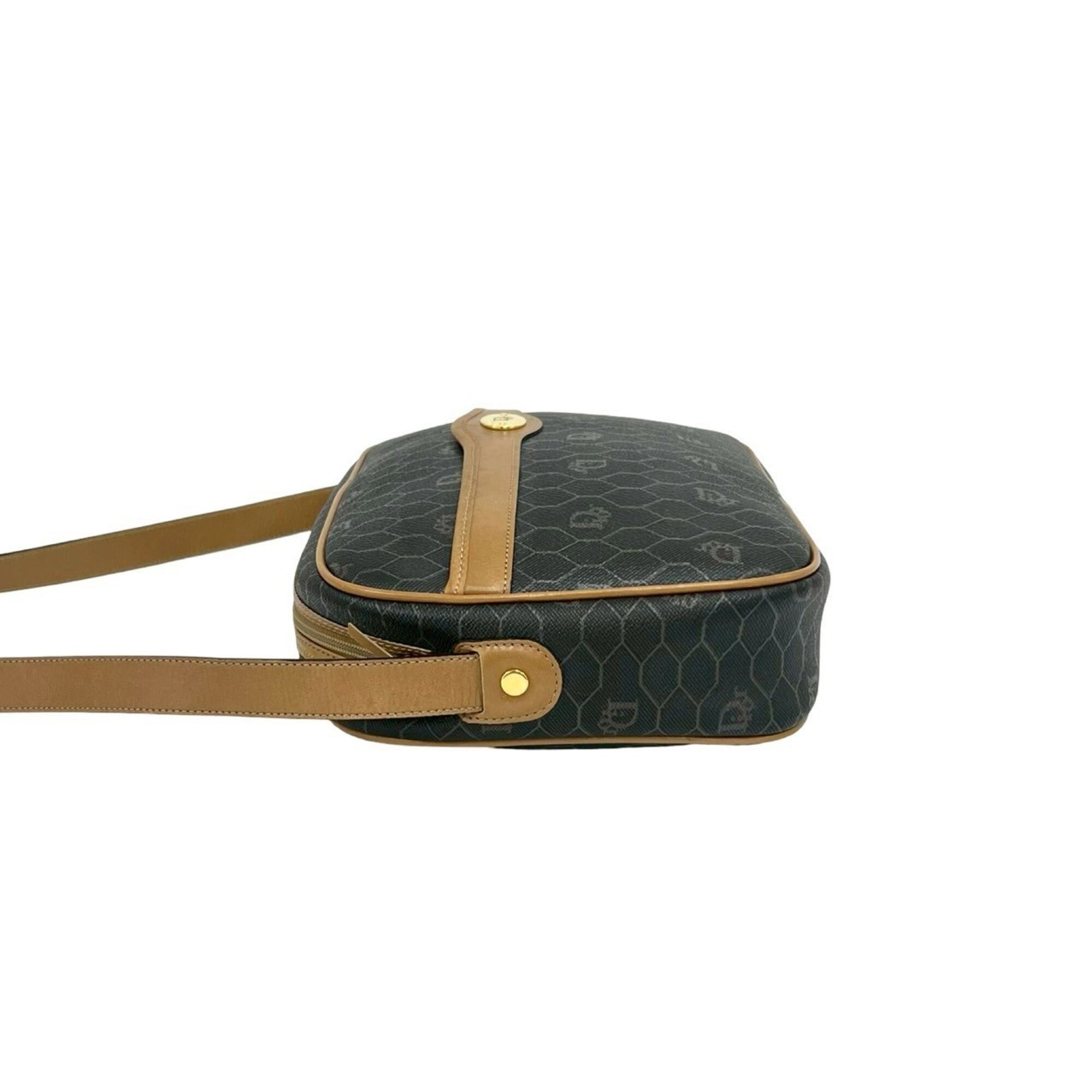 Christian Dior Brown Gray Leather Pvc Shoulder Bag (Pre-Owned)