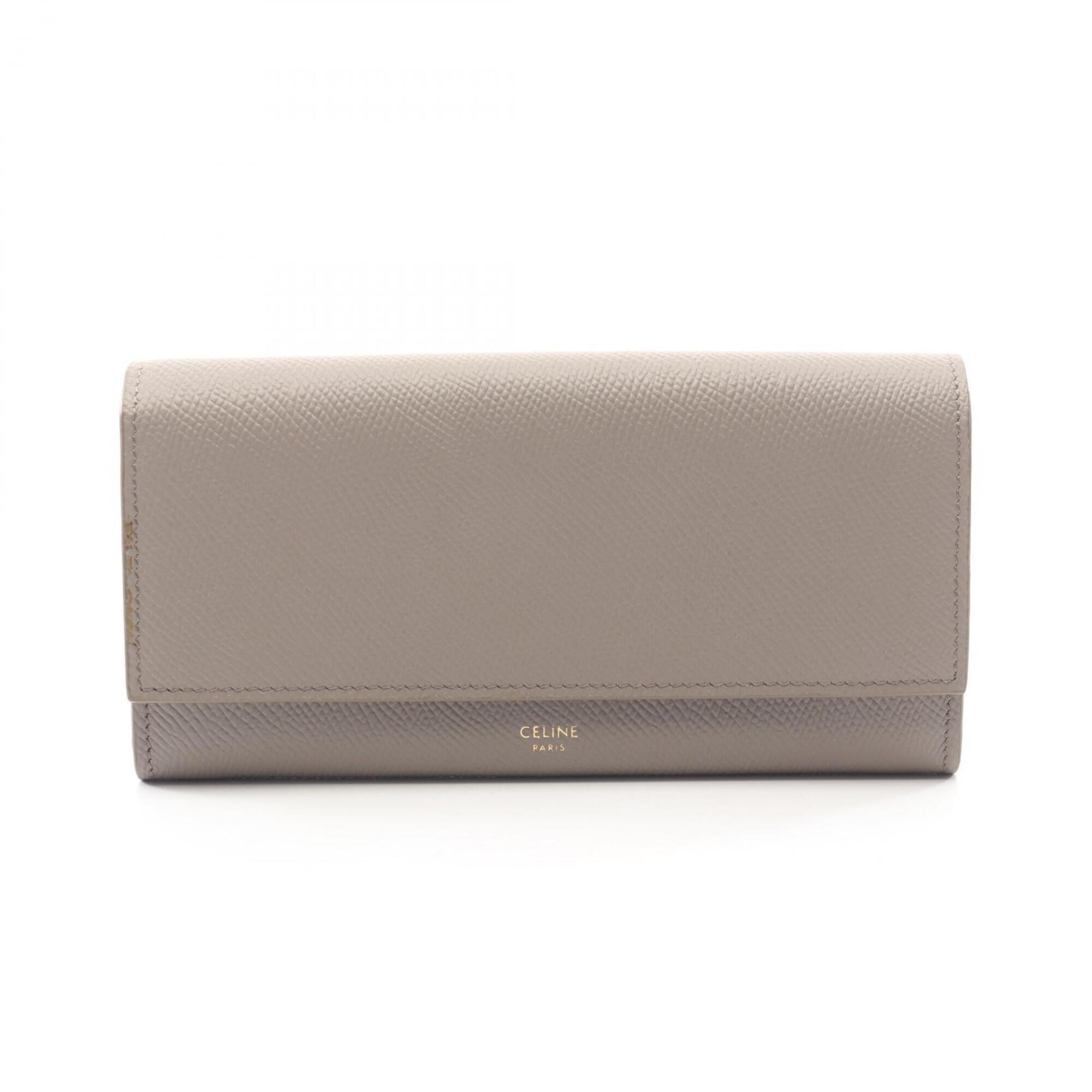 Celine Beige Leather Long Wallet (Bi-Fold) (Pre-Owned)