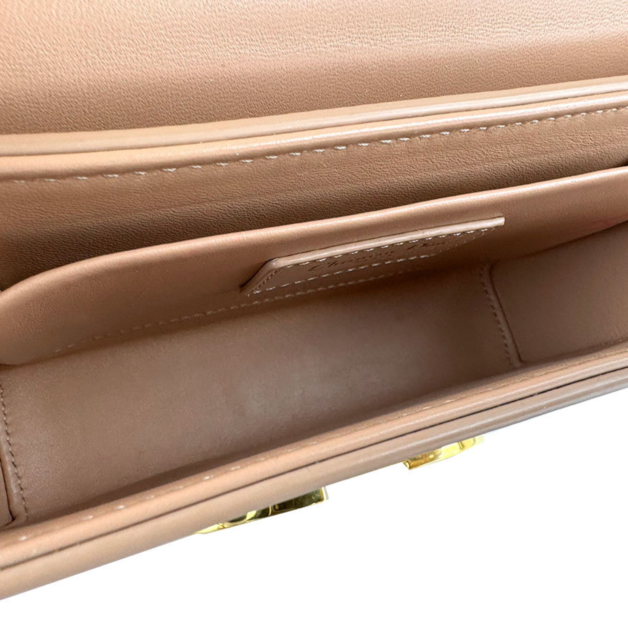 Christian Dior Pink Beige Leather Shoulder Bag (Pre-Owned)