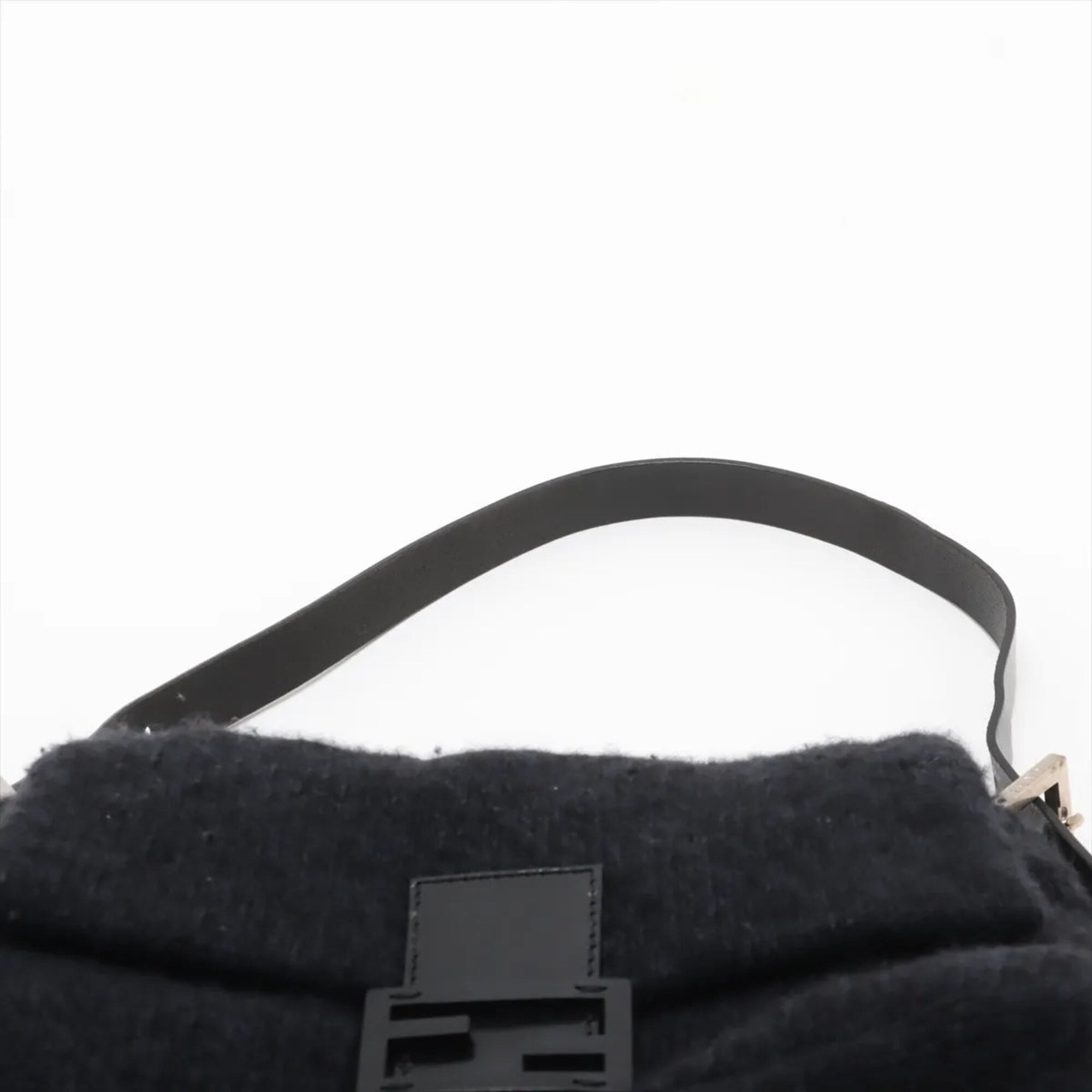 Fendi Black Navy Leather Handbag Shoulder Bag Tote Bag (Pre-Owned)