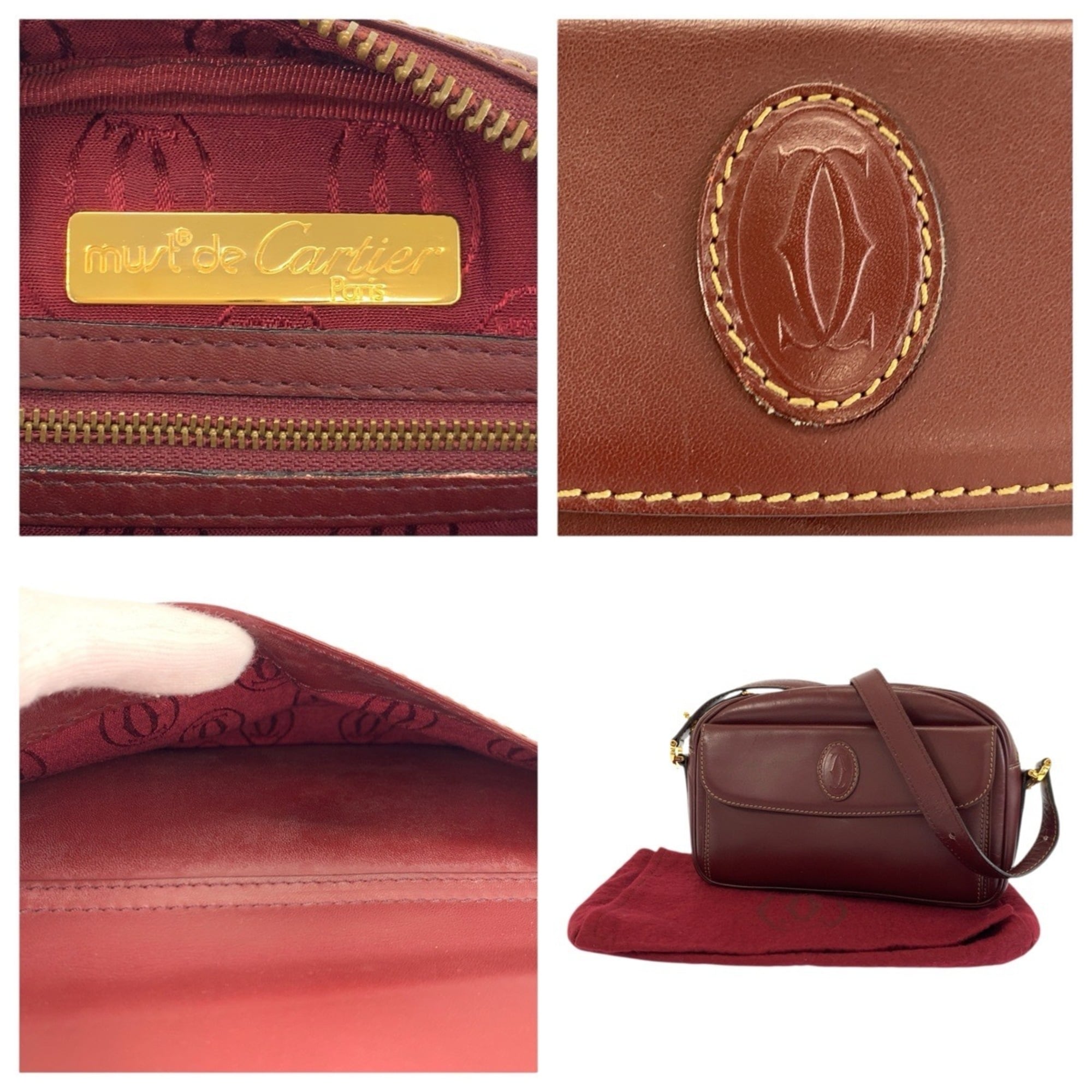 Cartier Bordeaux Leather Shoulder Bag (Pre-Owned)