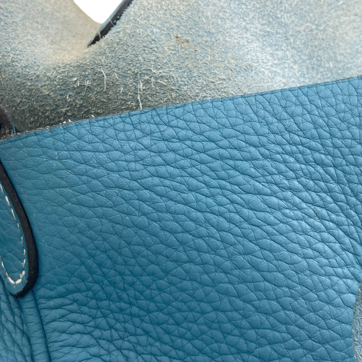 Hermes Blue Blue Jean Taurillon Clemence Leather Handbag (Pre-Owned)