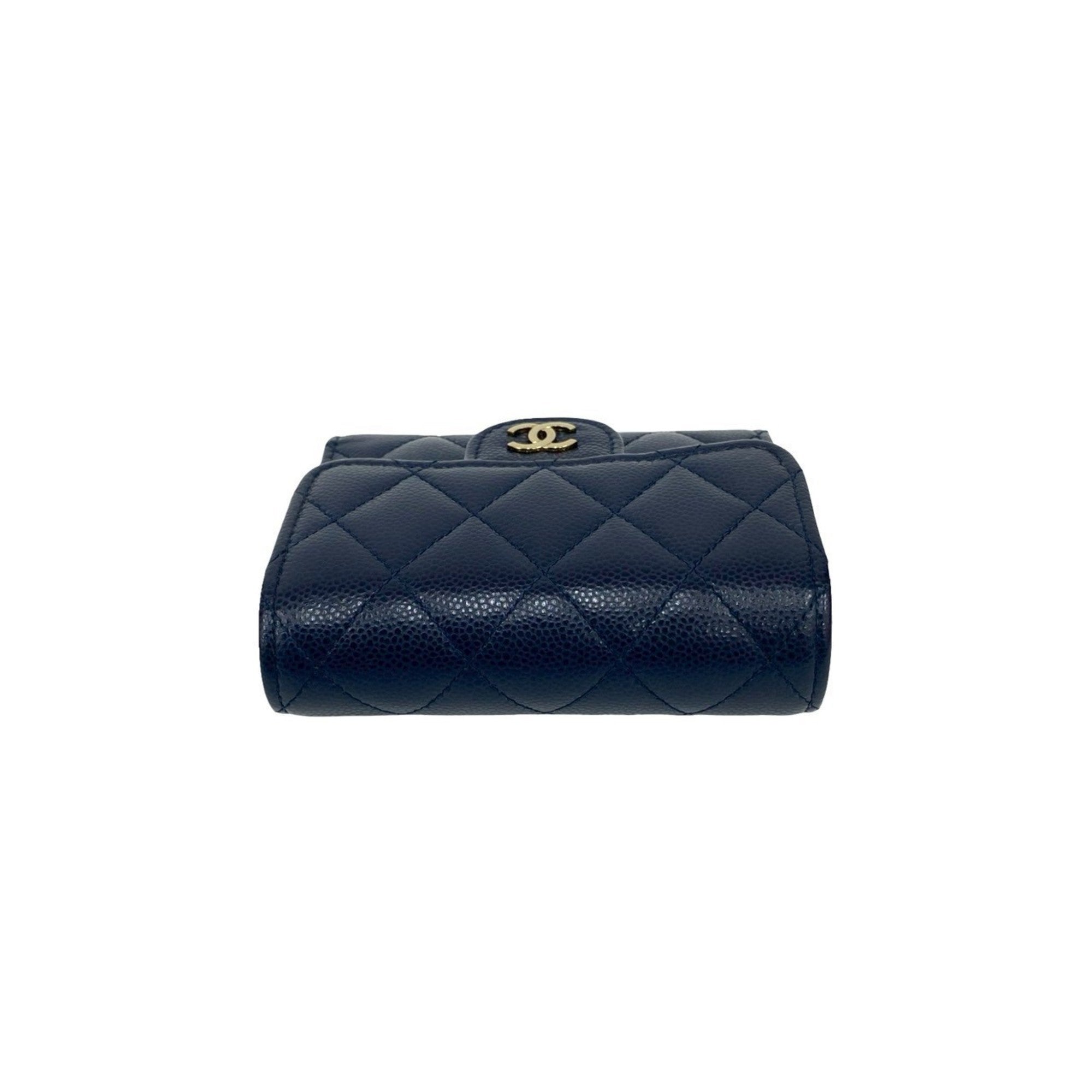 Chanel Navy Grained Calfskin Wallet (Tri-Fold) (Pre-Owned)