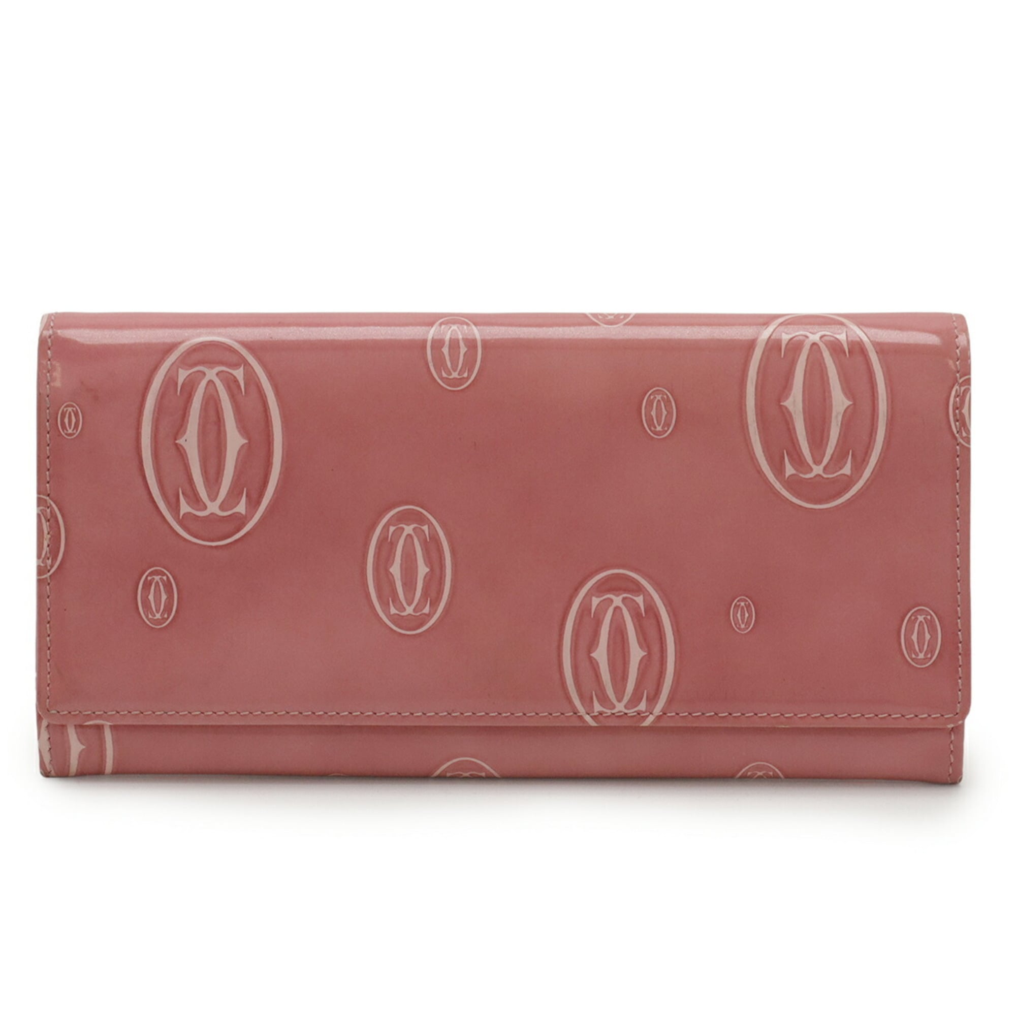 Cartier Pink Patent Leather Long Wallet (Bi-Fold) (Pre-Owned)