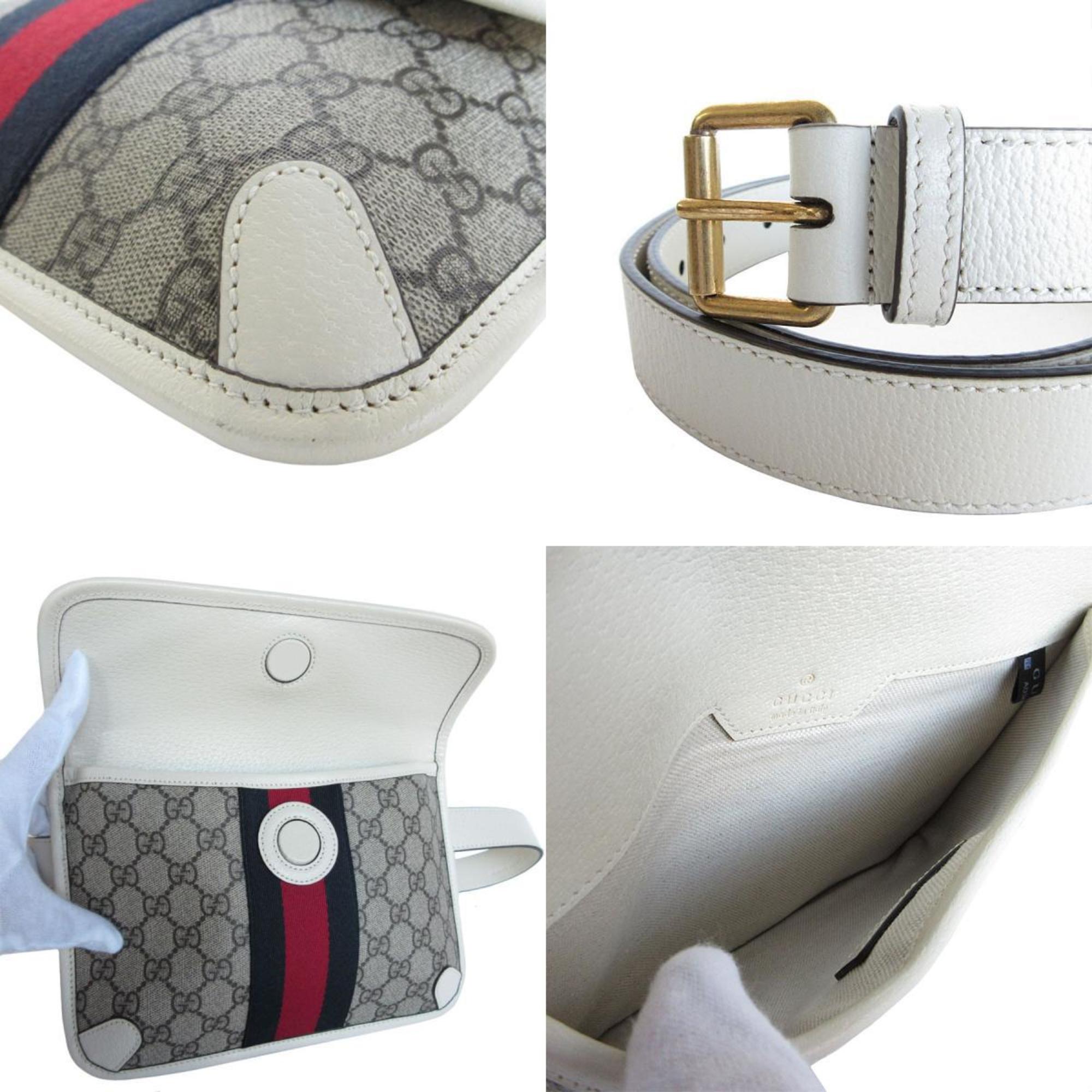Gucci Beige Brown Off-White Gg Supreme Canvas Leather Fanny Pack (Pre-Owned)