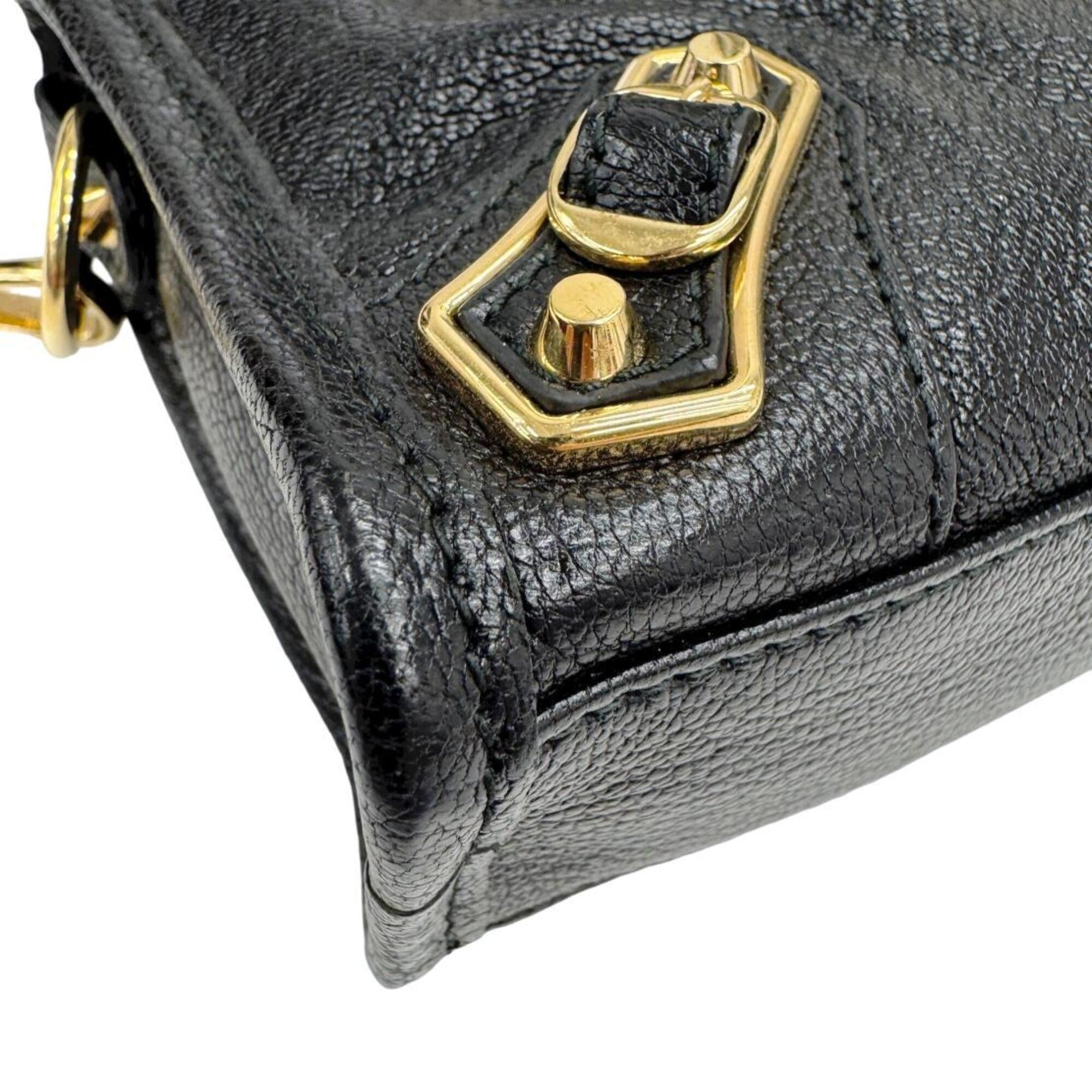 Balenciaga Black Leather Handbag Shoulder Bag (Pre-Owned)