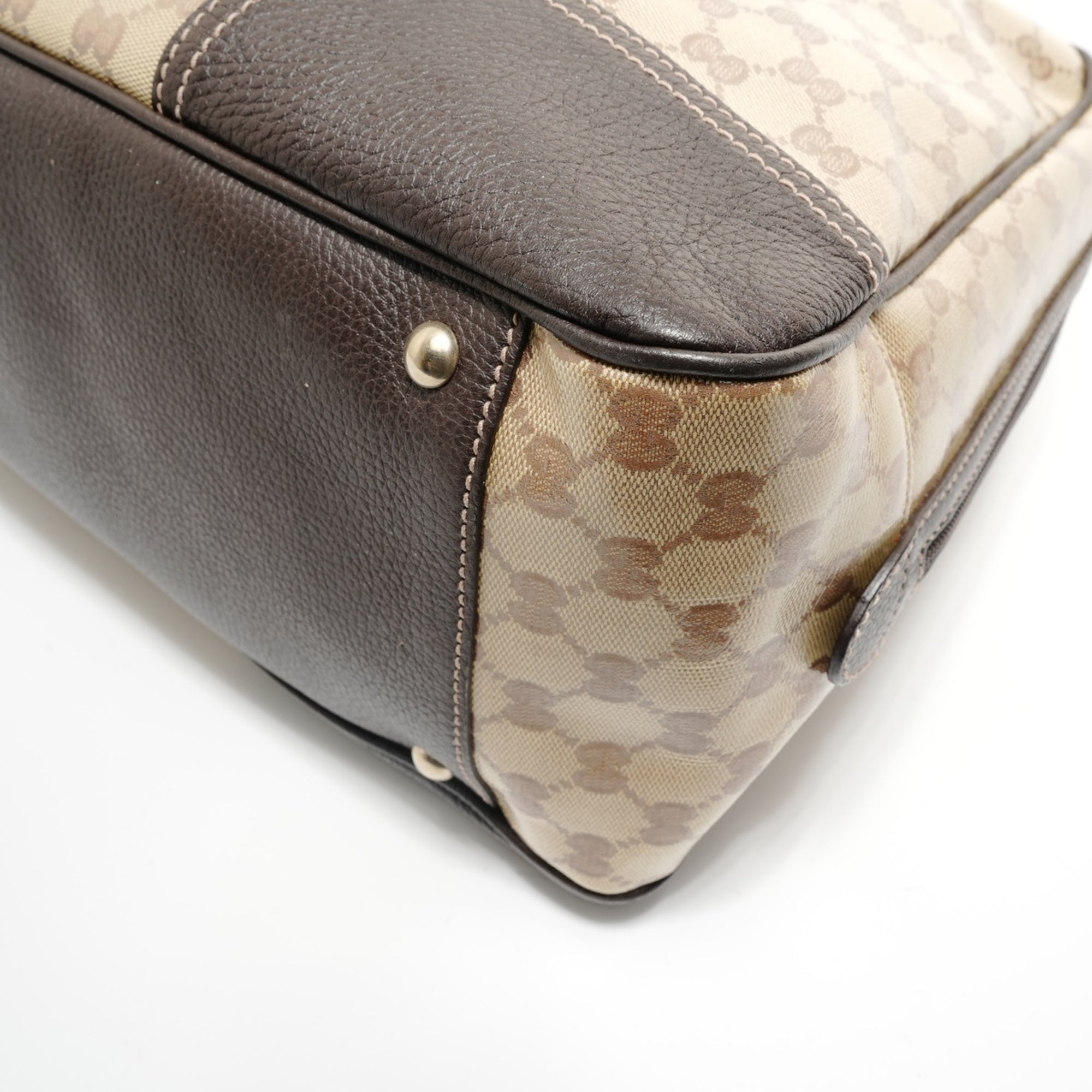 Gucci Sherry Line Beige Gg Crystal Boston Bag (Pre-Owned)