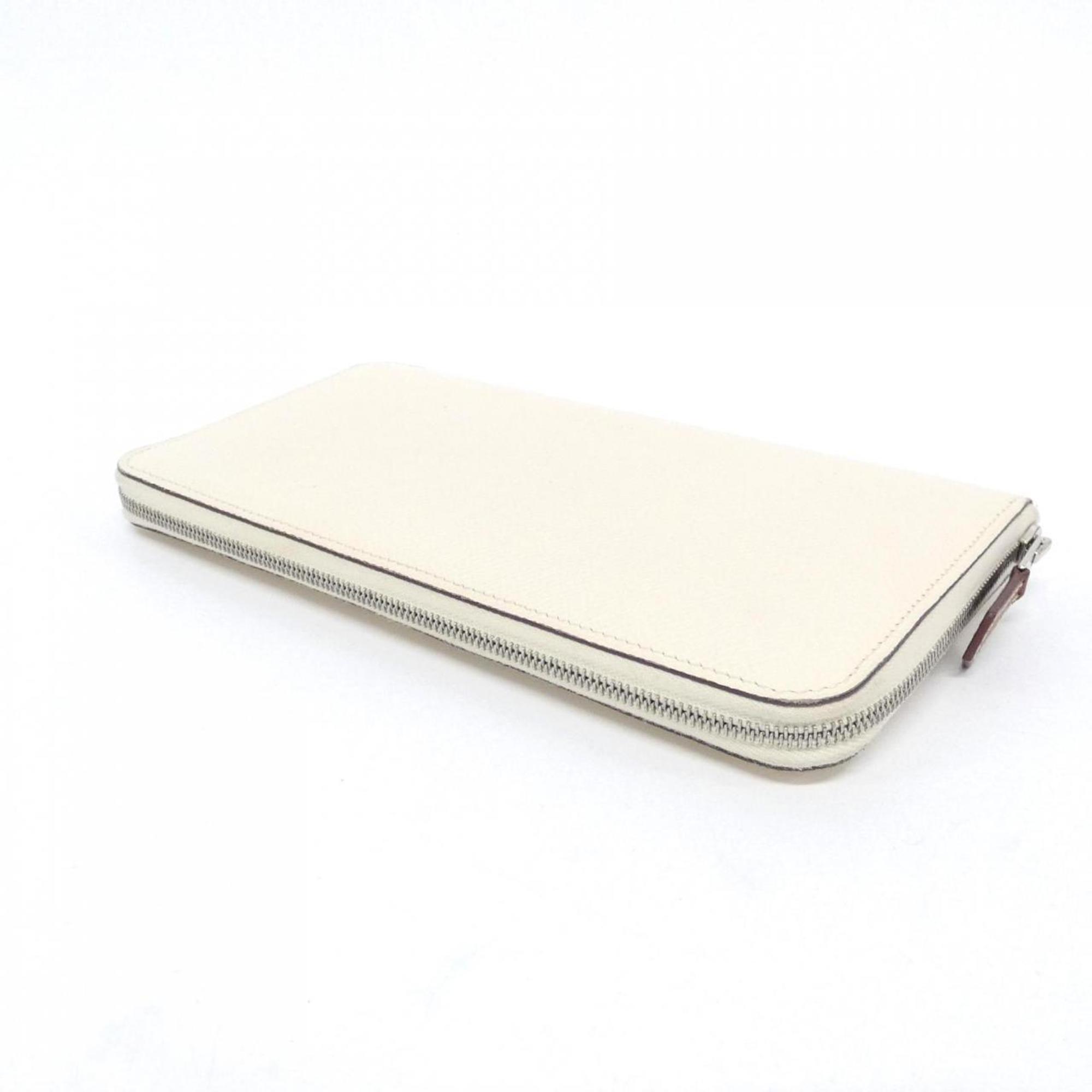 Hermes White Epsom Leather Silk Long Wallet (Bi-Fold) (Pre-Owned)