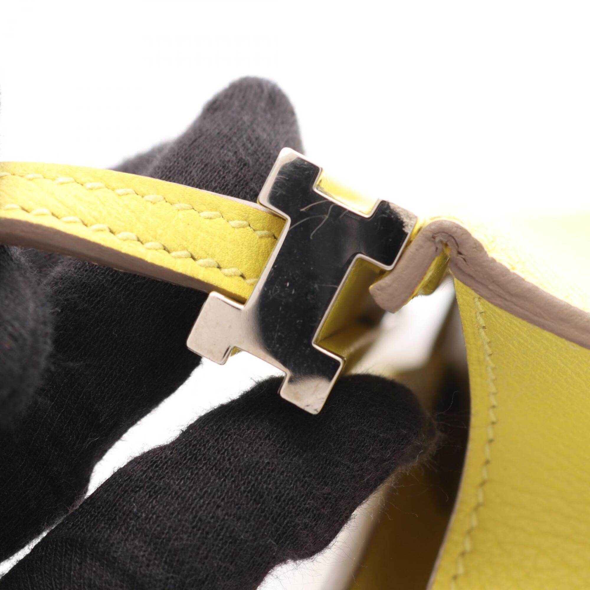 Hermes Lime Yellow Leather Handbag Shoulder Bag (Pre-Owned)