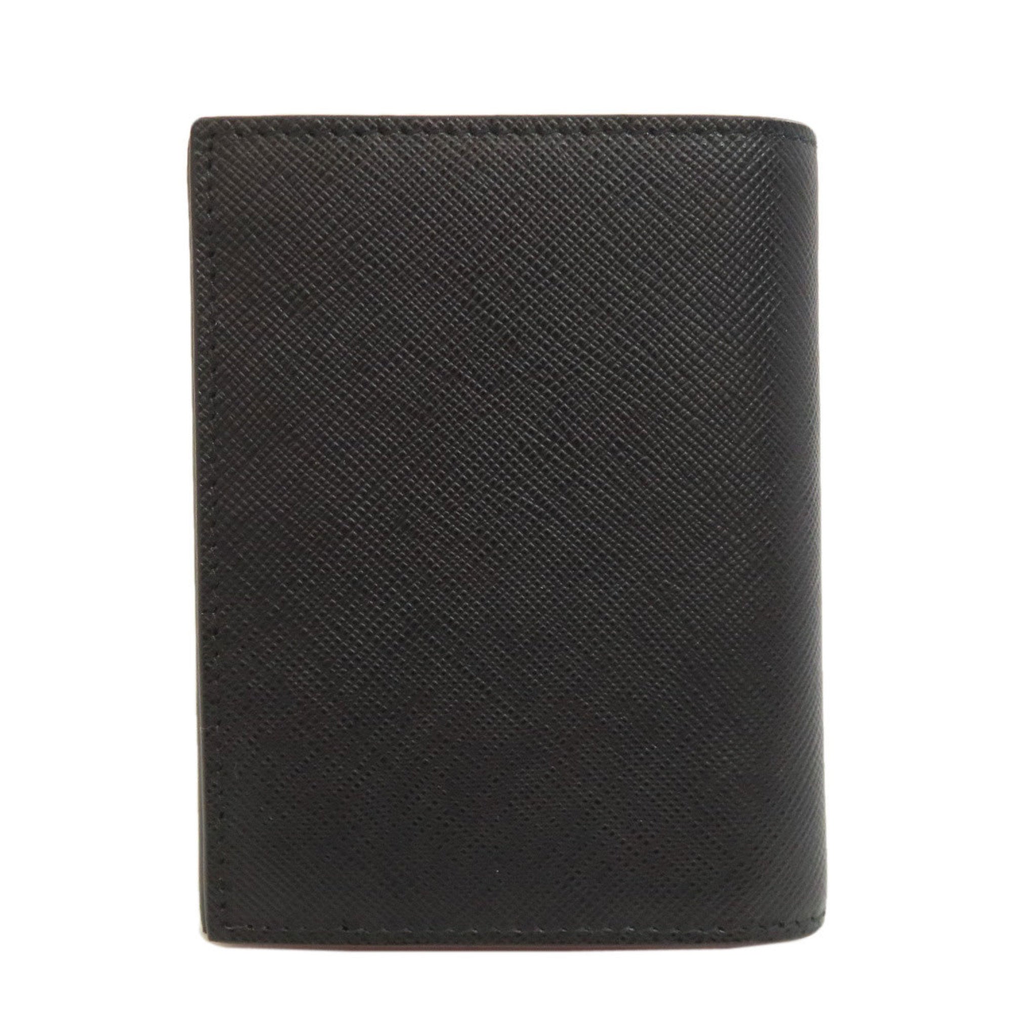 Prada Black Red Color Leather Wallet (Bi-Fold) (Pre-Owned)