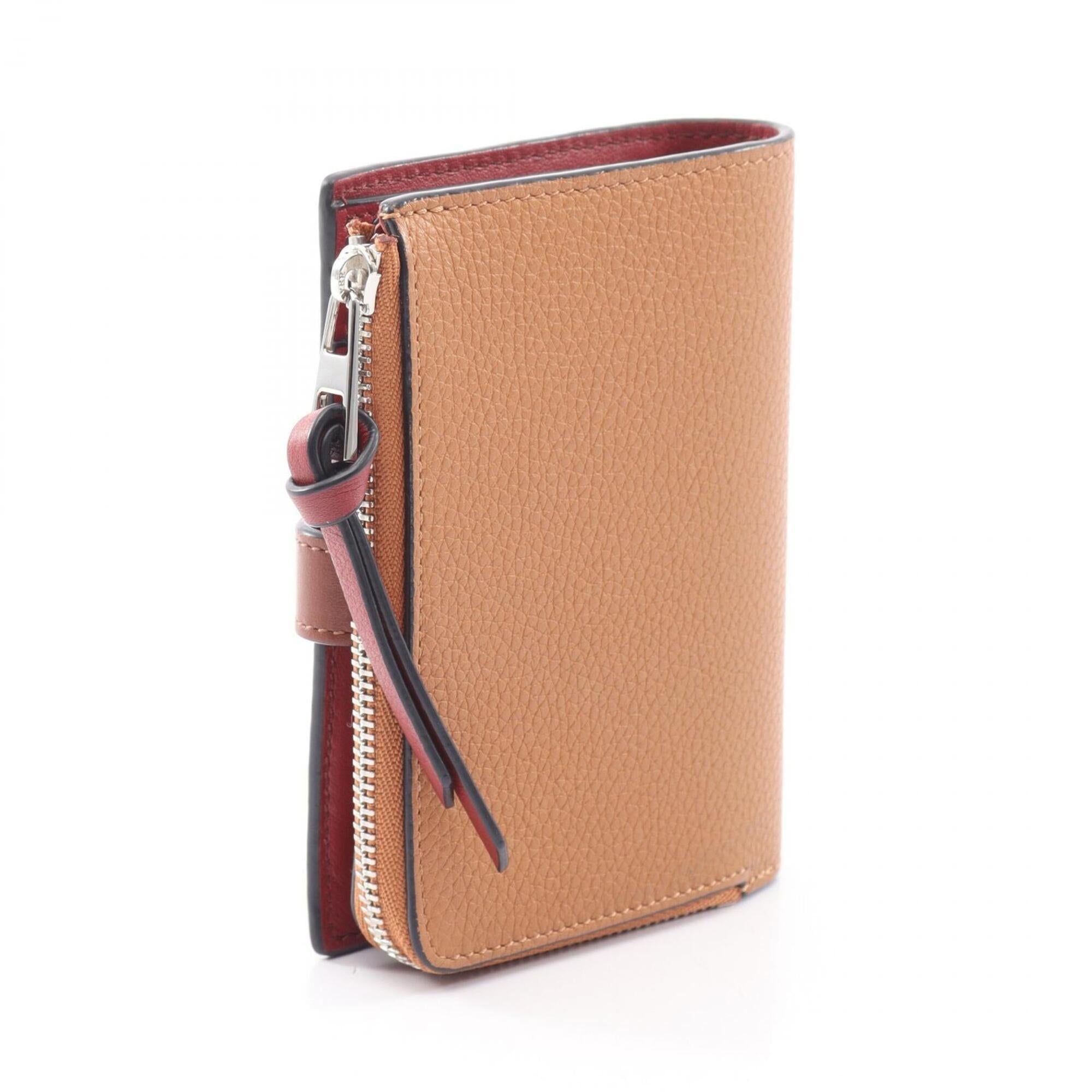 Loewe Brown Red Color Leather Wallet (Bi-Fold) (Pre-Owned)