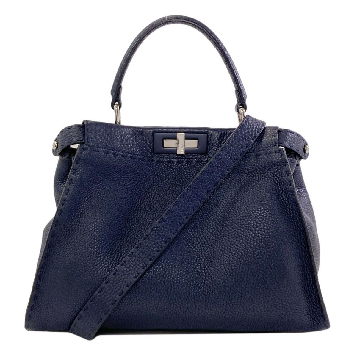 Fendi Navy Leather Handbag (Pre-Owned)