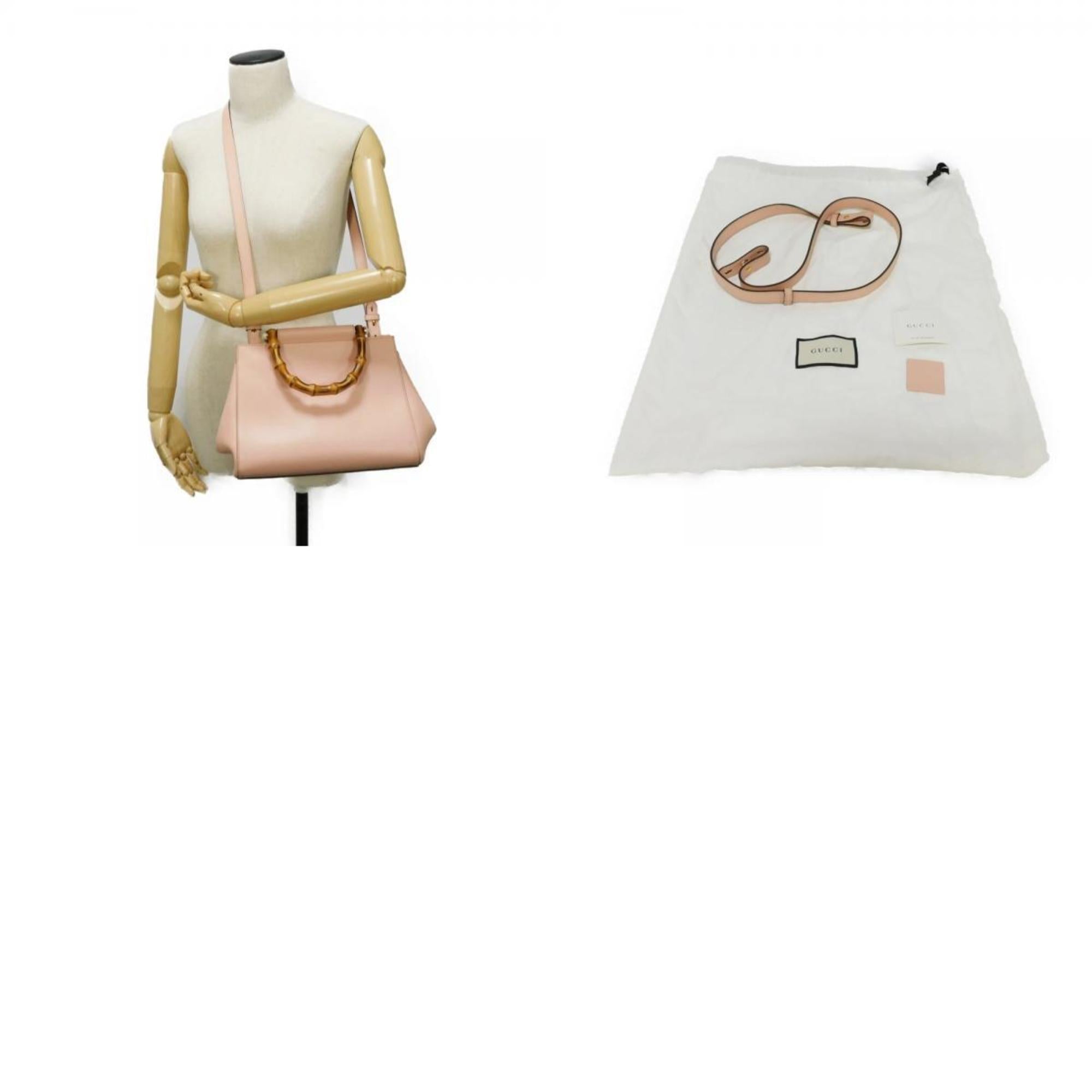 Gucci Light Pink Bamboo Leather Handbag (Pre-Owned)
