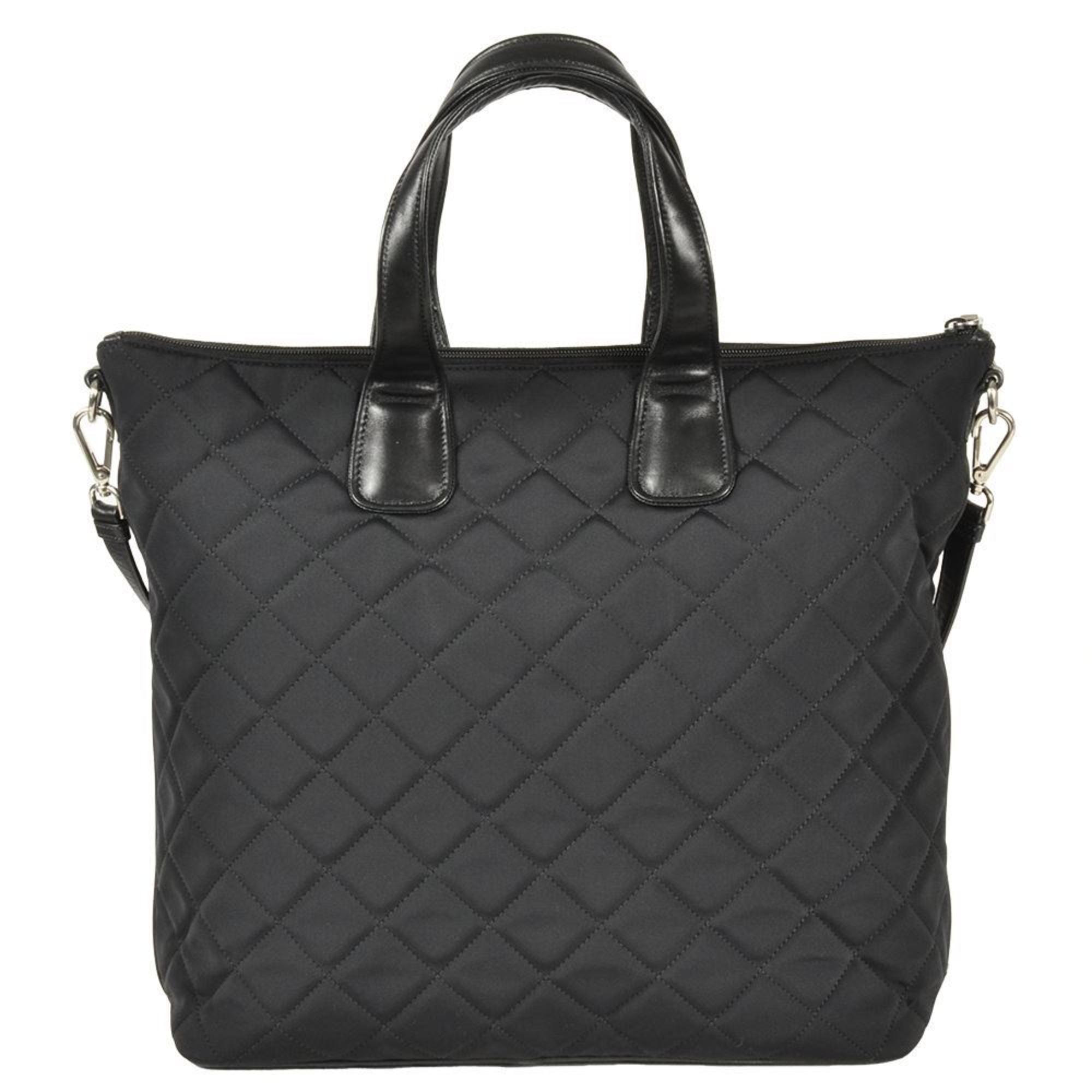 Prada Black Nylon Leather Tote Bag (Pre-Owned)