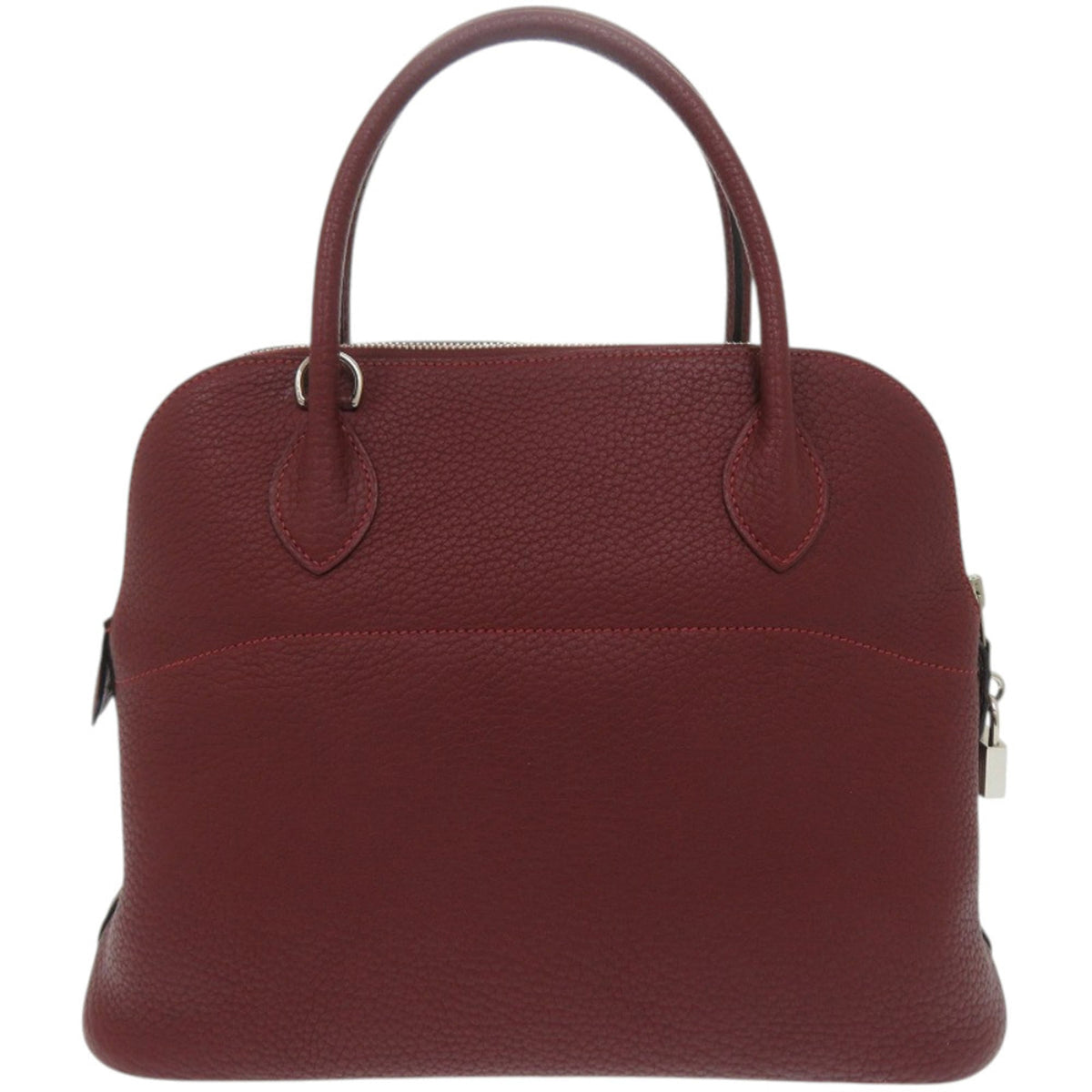 Hermes Rouge H Taurillon Clemence Leather Handbag (Pre-Owned)