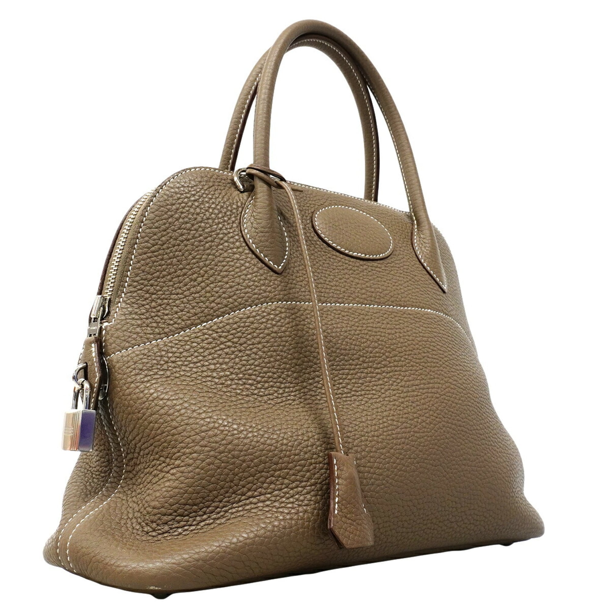 Hermes Etoupe Gray Taurillon Clemence Leather Handbag (Pre-Owned)