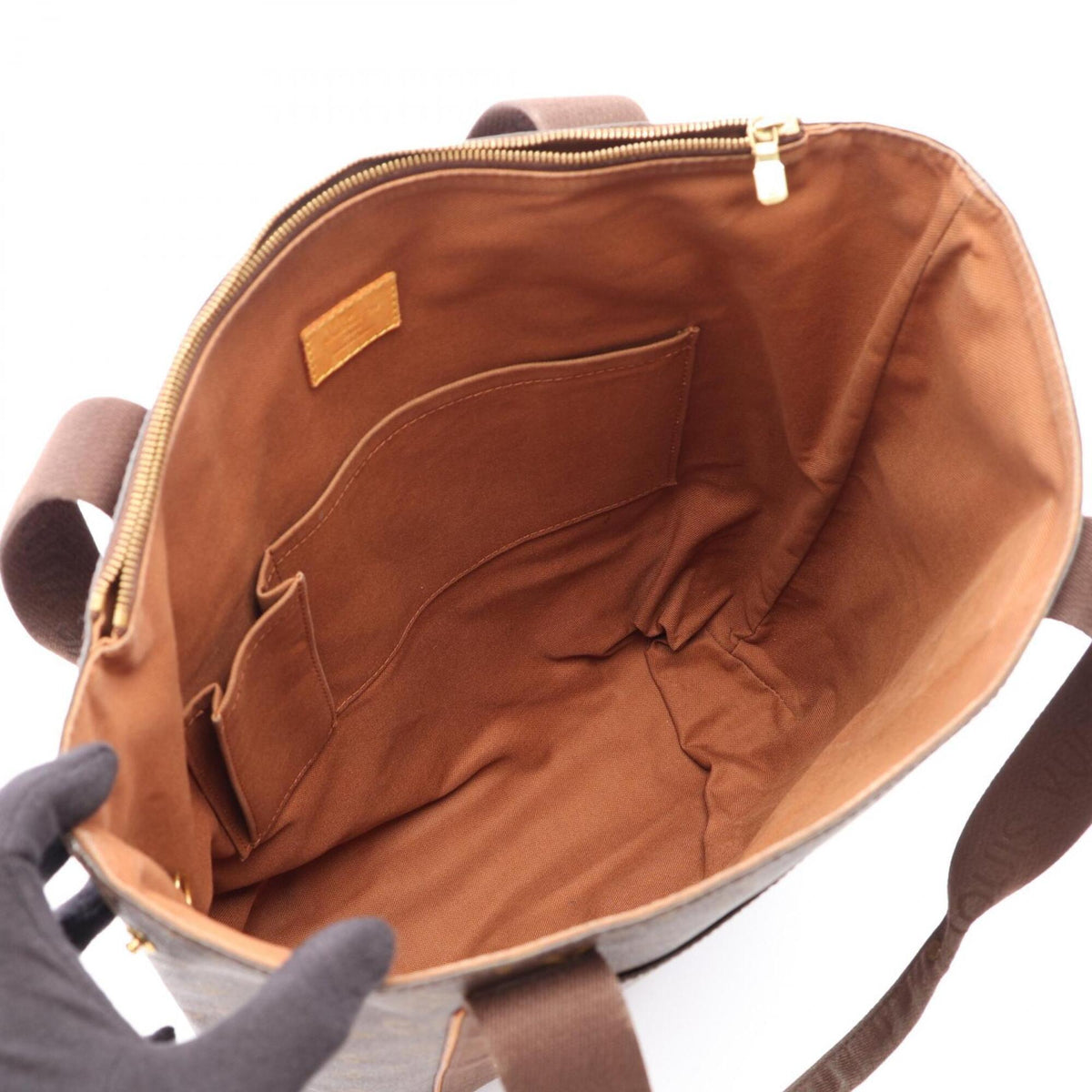 Louis Vuitton Monogram Brown Coated Canvas Leather Handbag Tote Bag (Pre-Owned)