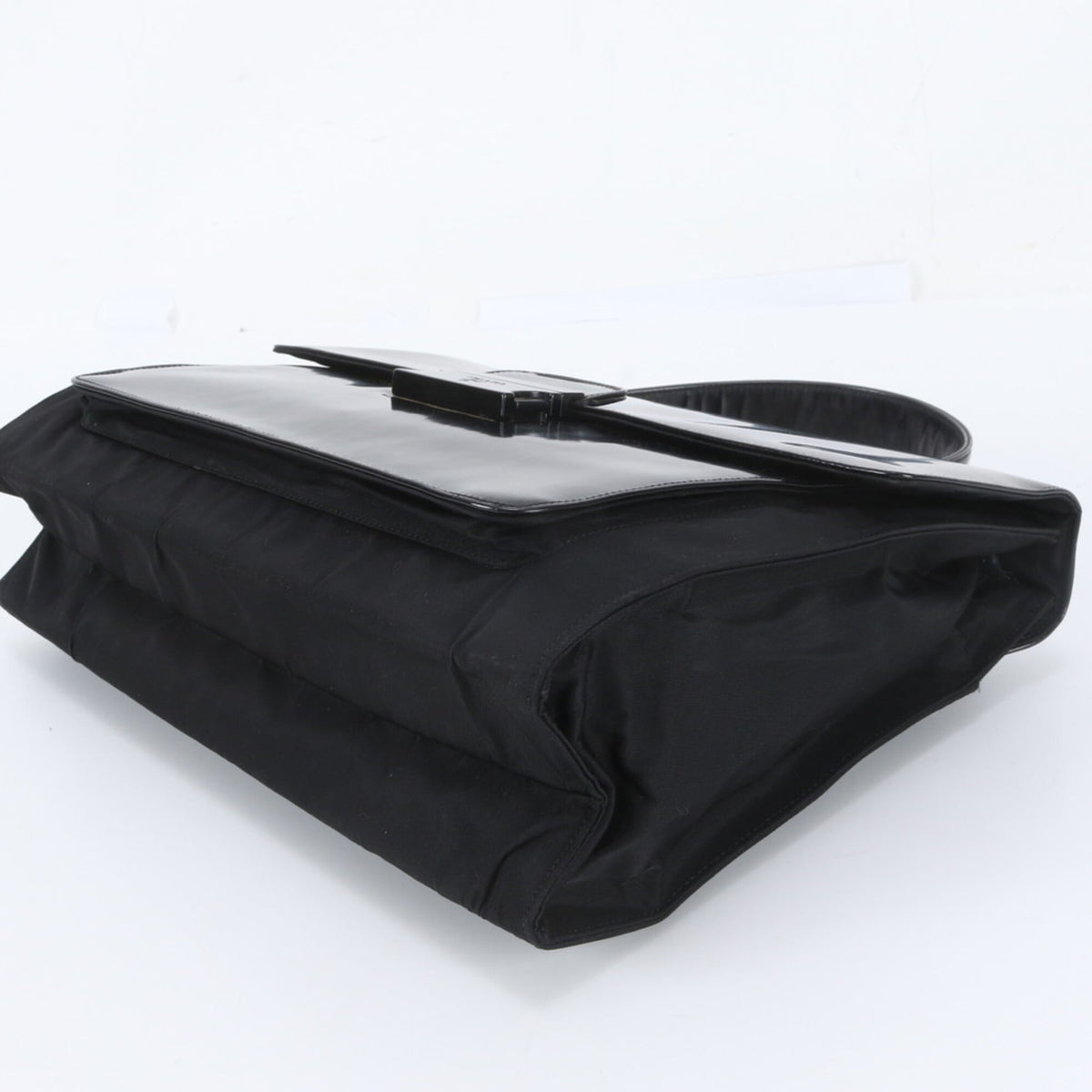 Prada Black Leather Nylon Briefcase (Pre-Owned)