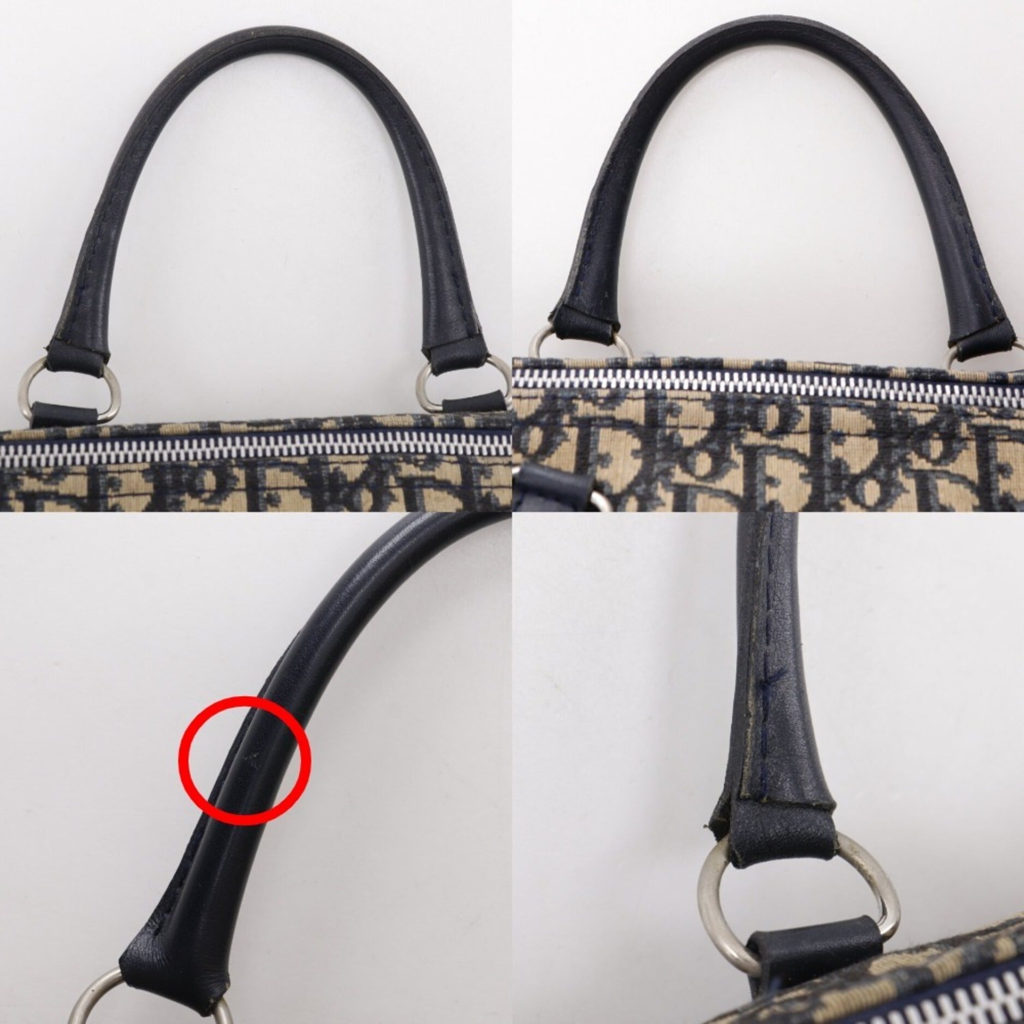 Christian Dior Navy Canvas Boston Bag Handbag (Pre-Owned)