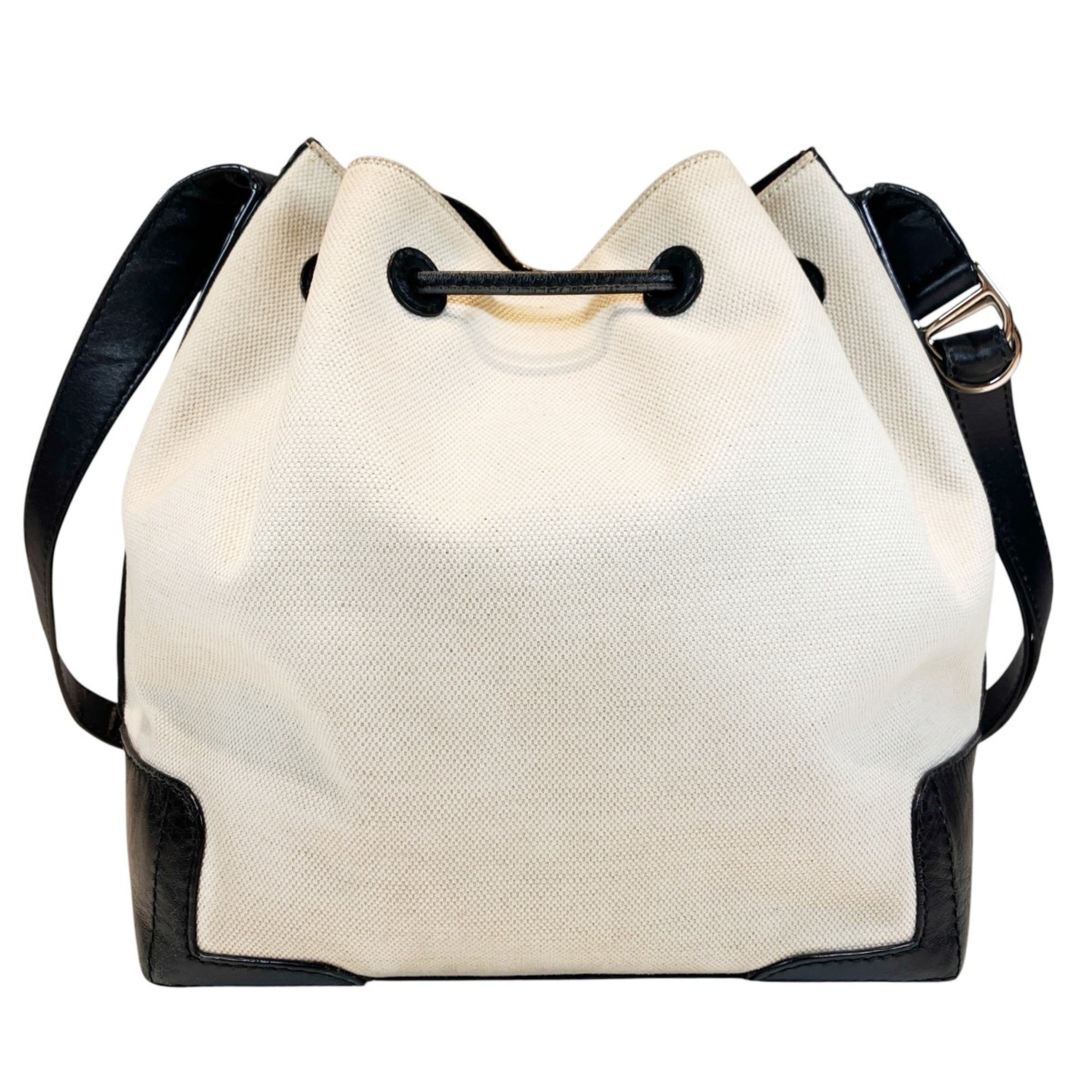 Balenciaga Black White Canvas Leather Shoulder Bag (Pre-Owned)