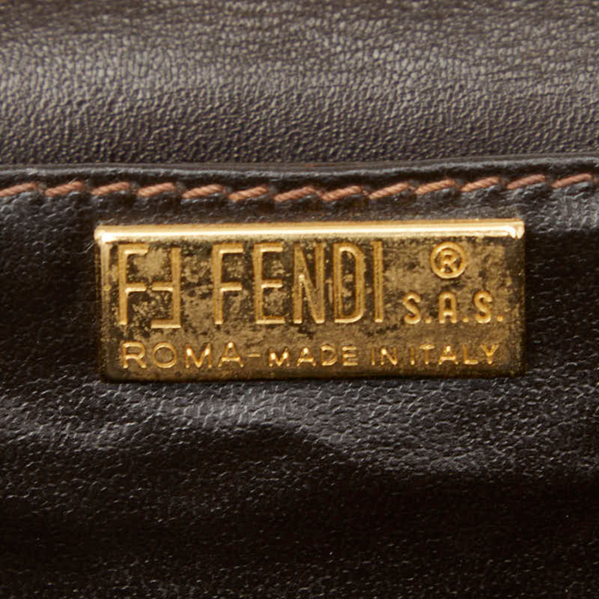 Fendi Brown Canvas Leather Shoulder Bag (Pre-Owned)