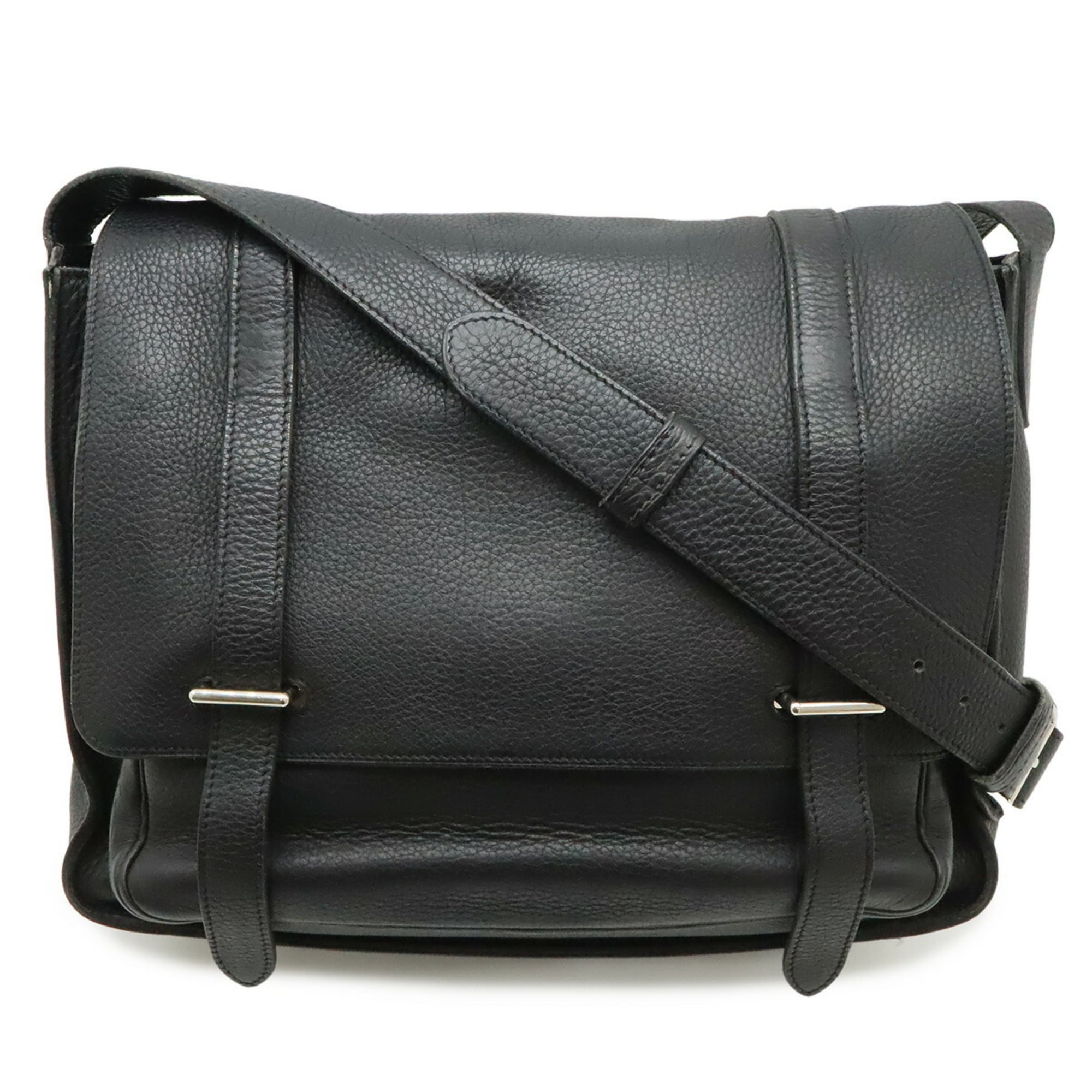 Hermes Black Taurillon Clemence Leather Shoulder Bag (Pre-Owned)