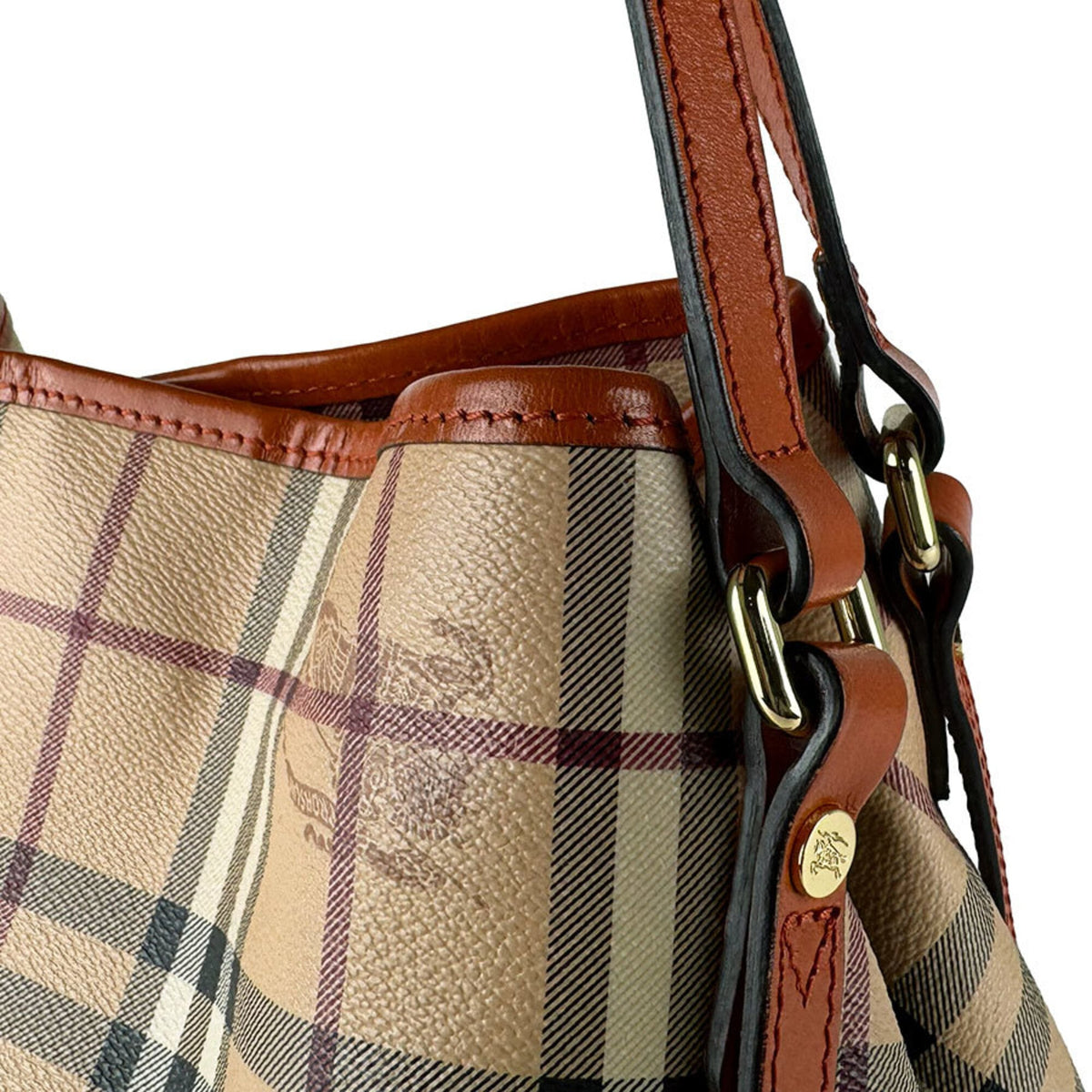 Burberry Beige Orange Pvc Leather Shoulder Bag (Pre-Owned)