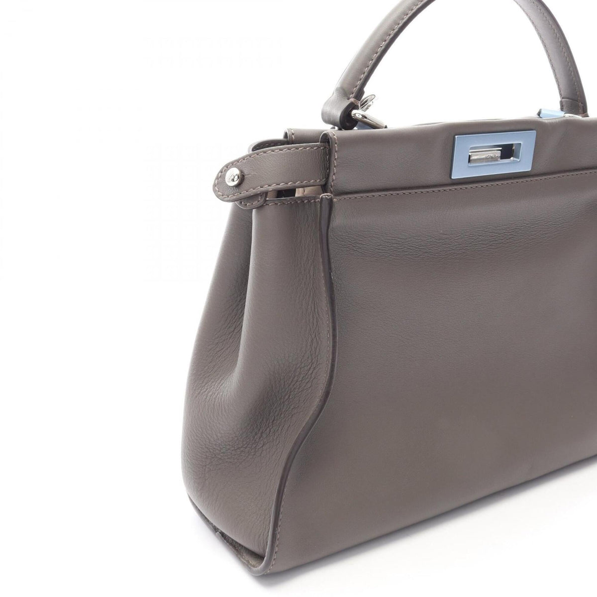 Fendi Peekaboo Gray Leather Handbag (Pre-Owned)
