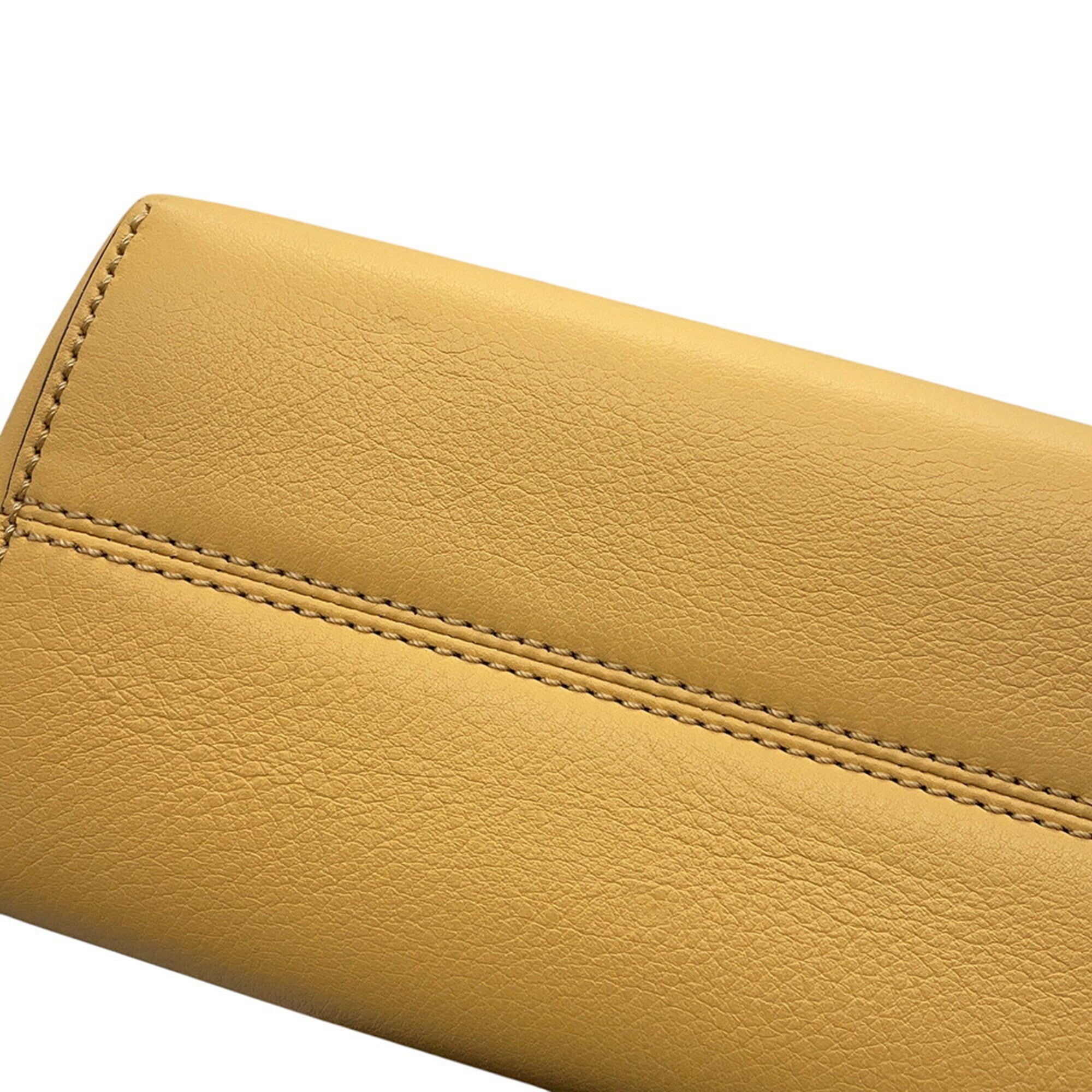 Fendi Brown Yellow Leather Handbag (Pre-Owned)