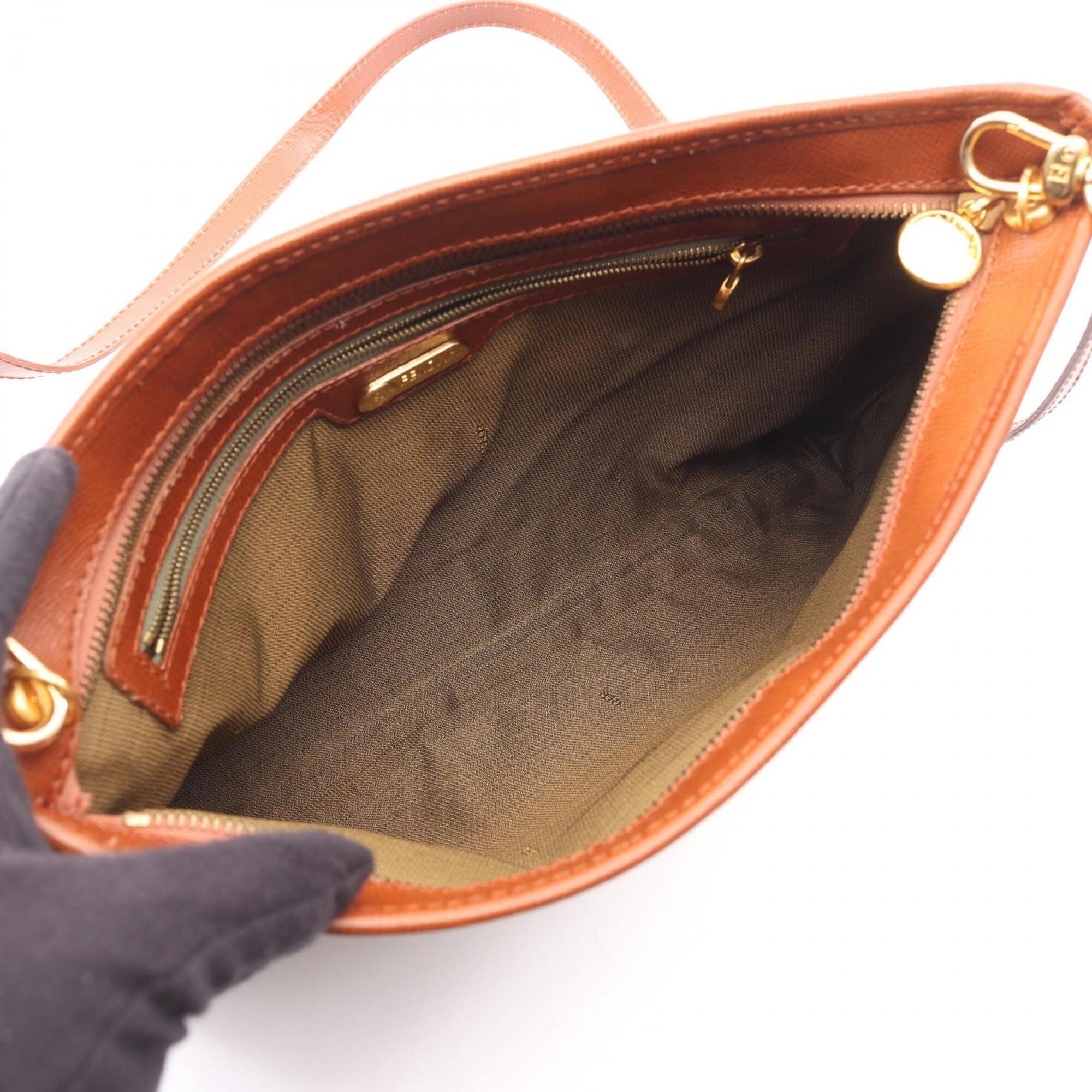 Fendi Beige Brown Canvas Leather Handbag Shoulder Bag (Pre-Owned)