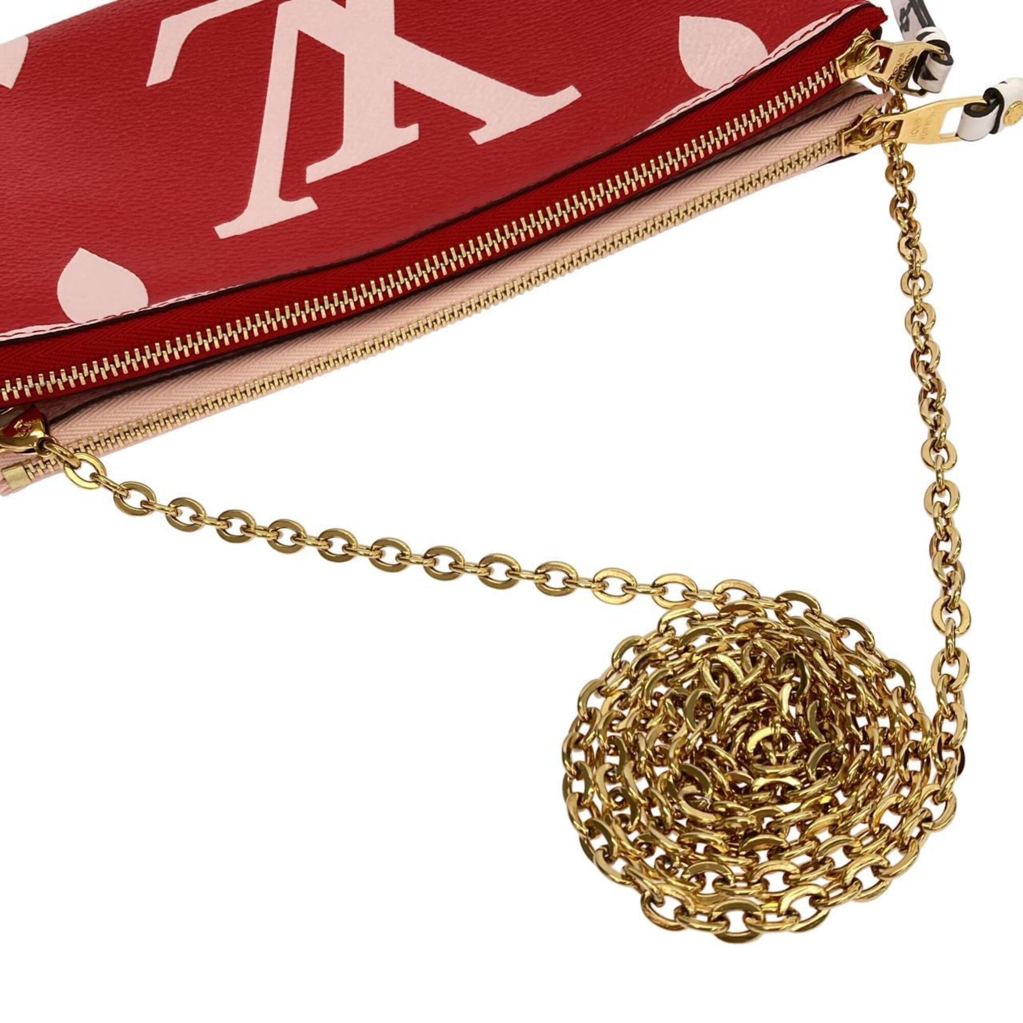 Louis Vuitton Rouge Coated Canvas Pochette Shoulder Bag (Pre-Owned)