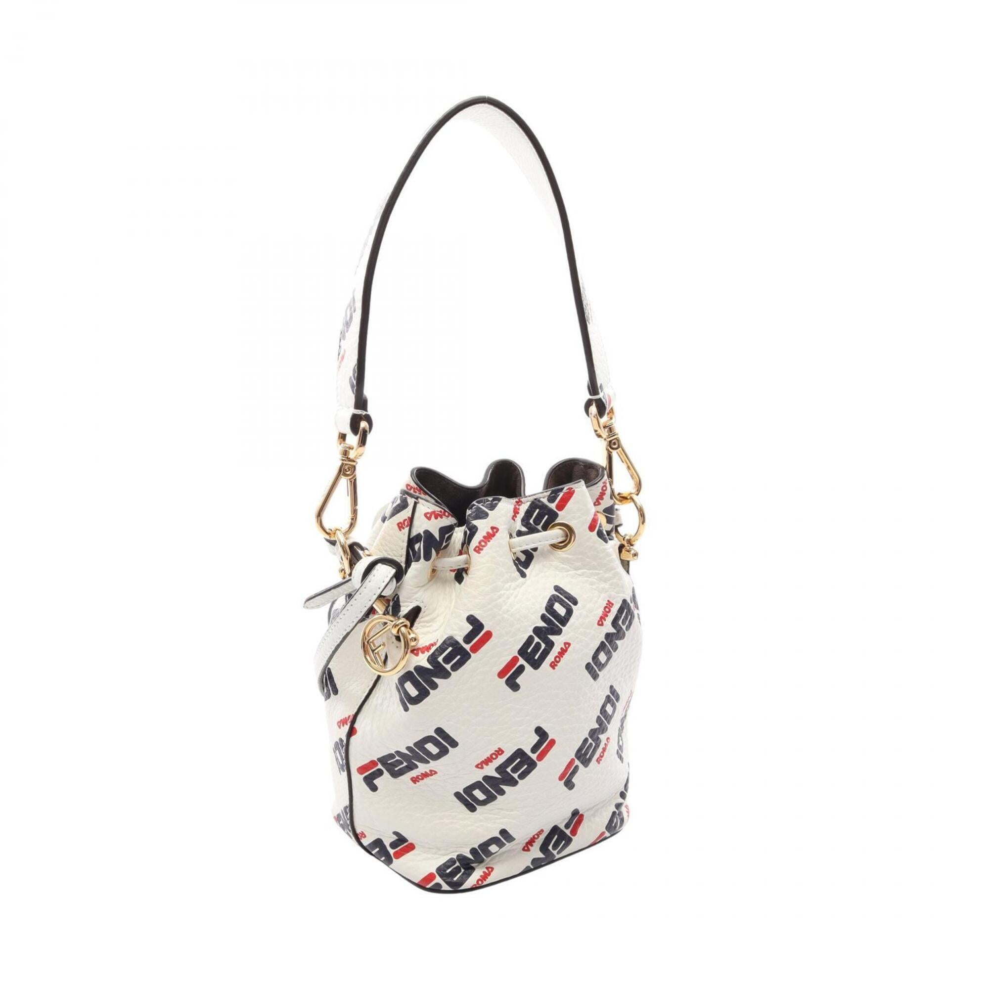 Fendi Navy Red Color White Leather Handbag (Pre-Owned)